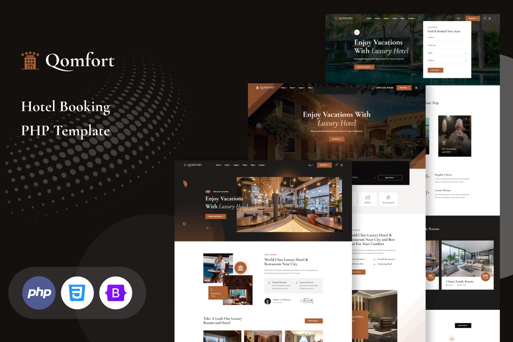 Imagen de portada de Qomfort - Hotel Booking PHP Template (plantilla web)