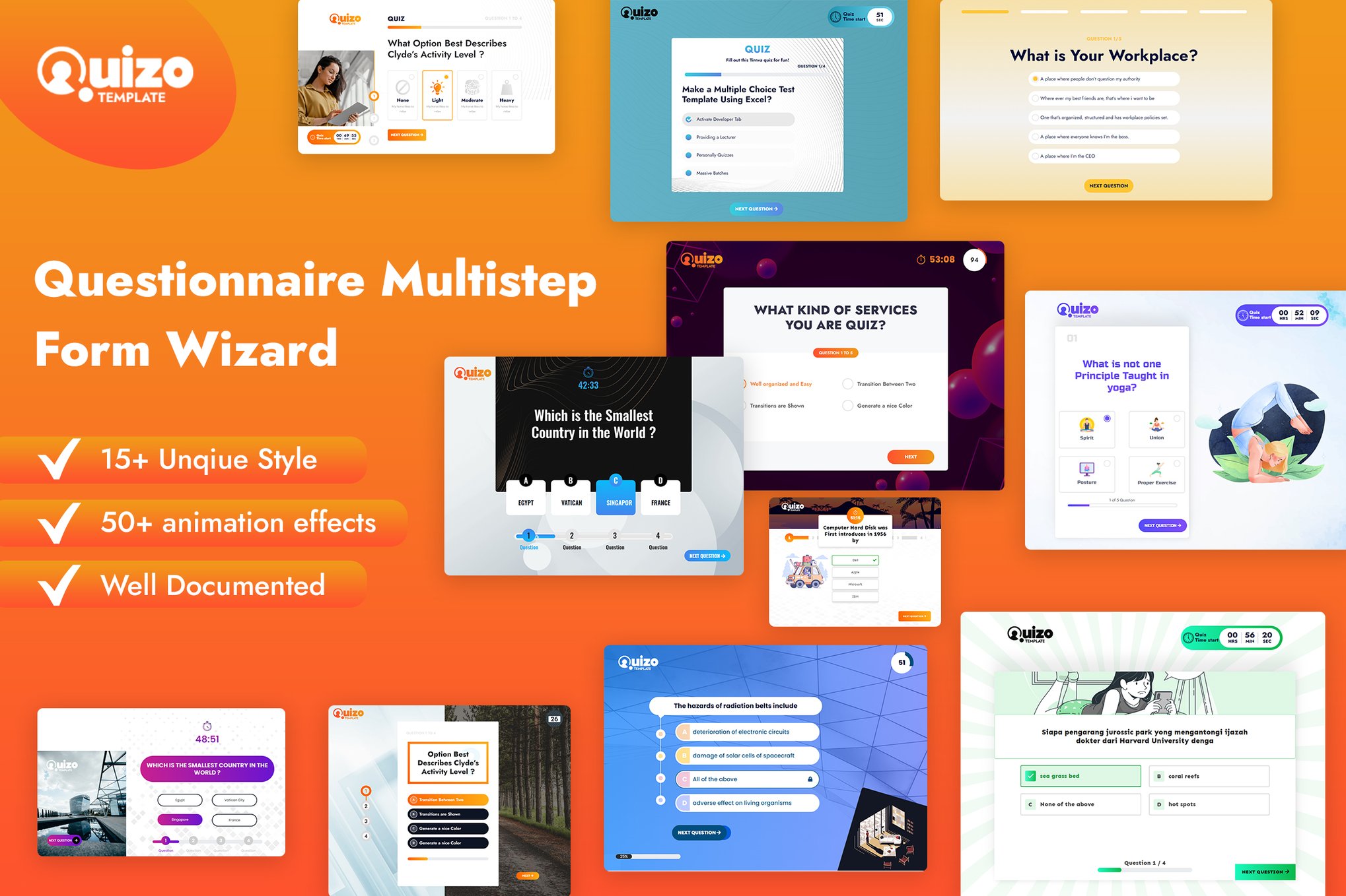 Imagen de portada de Quizo - Questionnaire Multistep & Quiz Form Wizard (plantilla web)