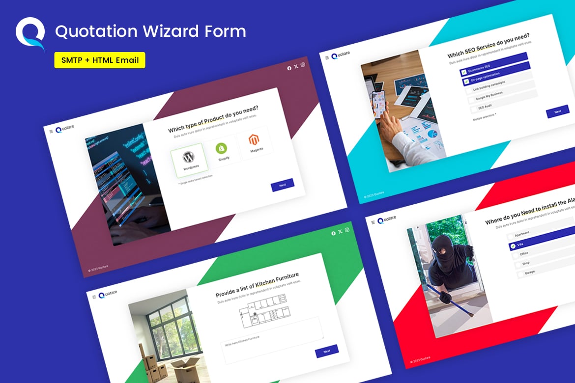 Imagen de portada de Quotare - Multipurpose Quotation Request HTML Wiza (plantilla web)