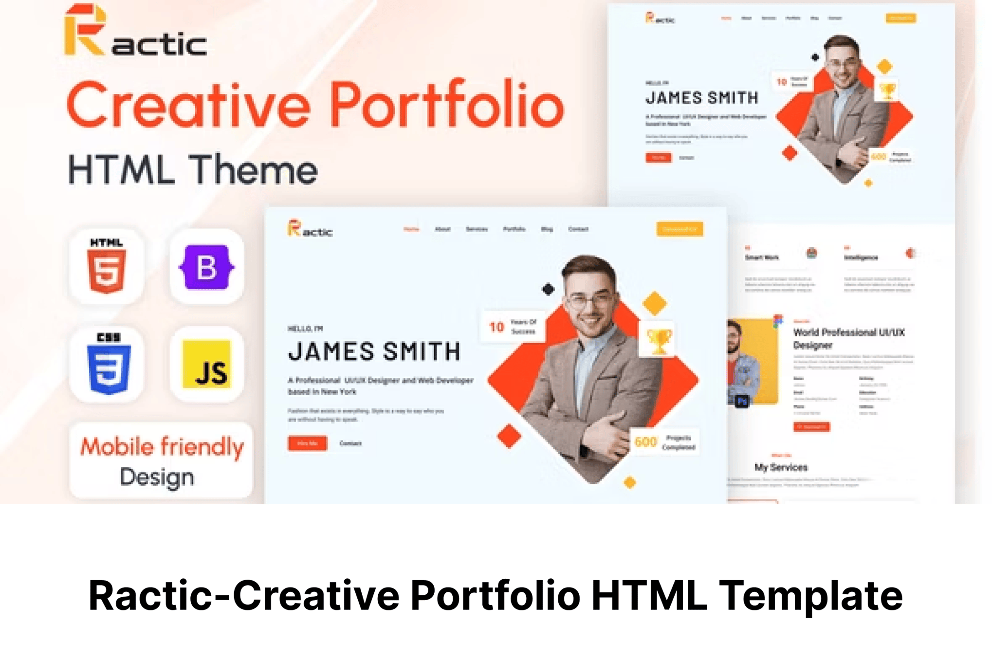 Imagen de portada de Ractic-Creative Portfolio HTML Template (plantilla web)