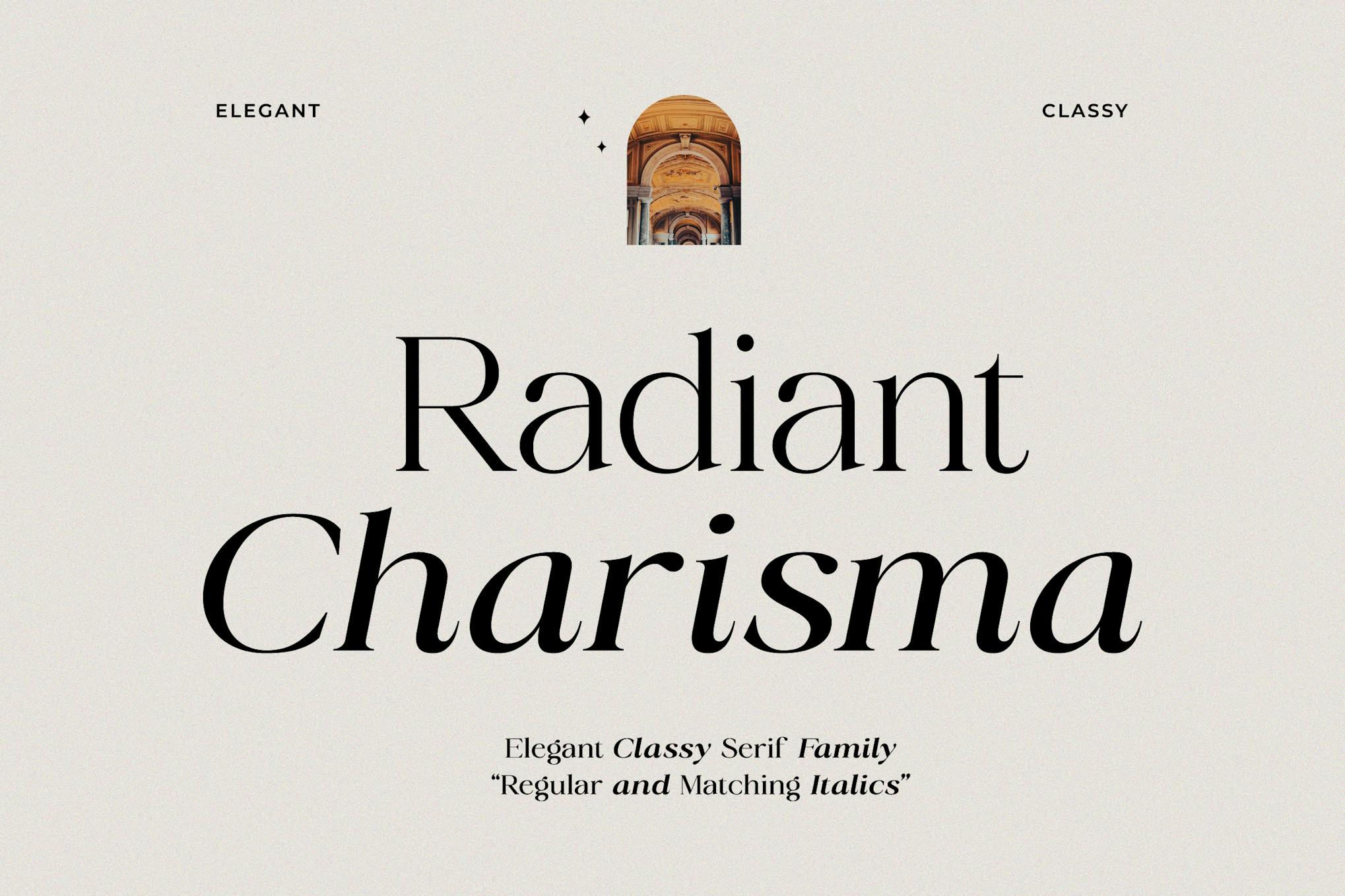 Imagen de portada de Radiant Charisma - Elegant Serif Family (fuente)