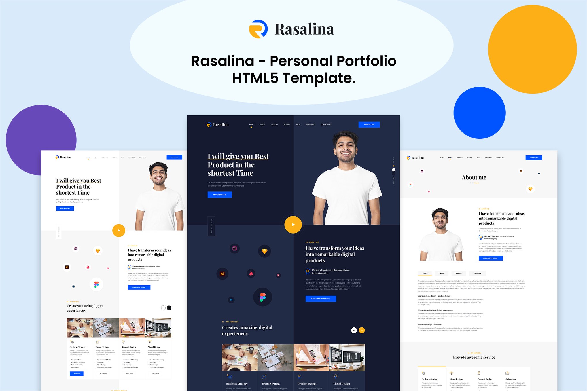 Imagen de portada de Rasalina - Personal Portfolio HTML5 Template (plantilla web)