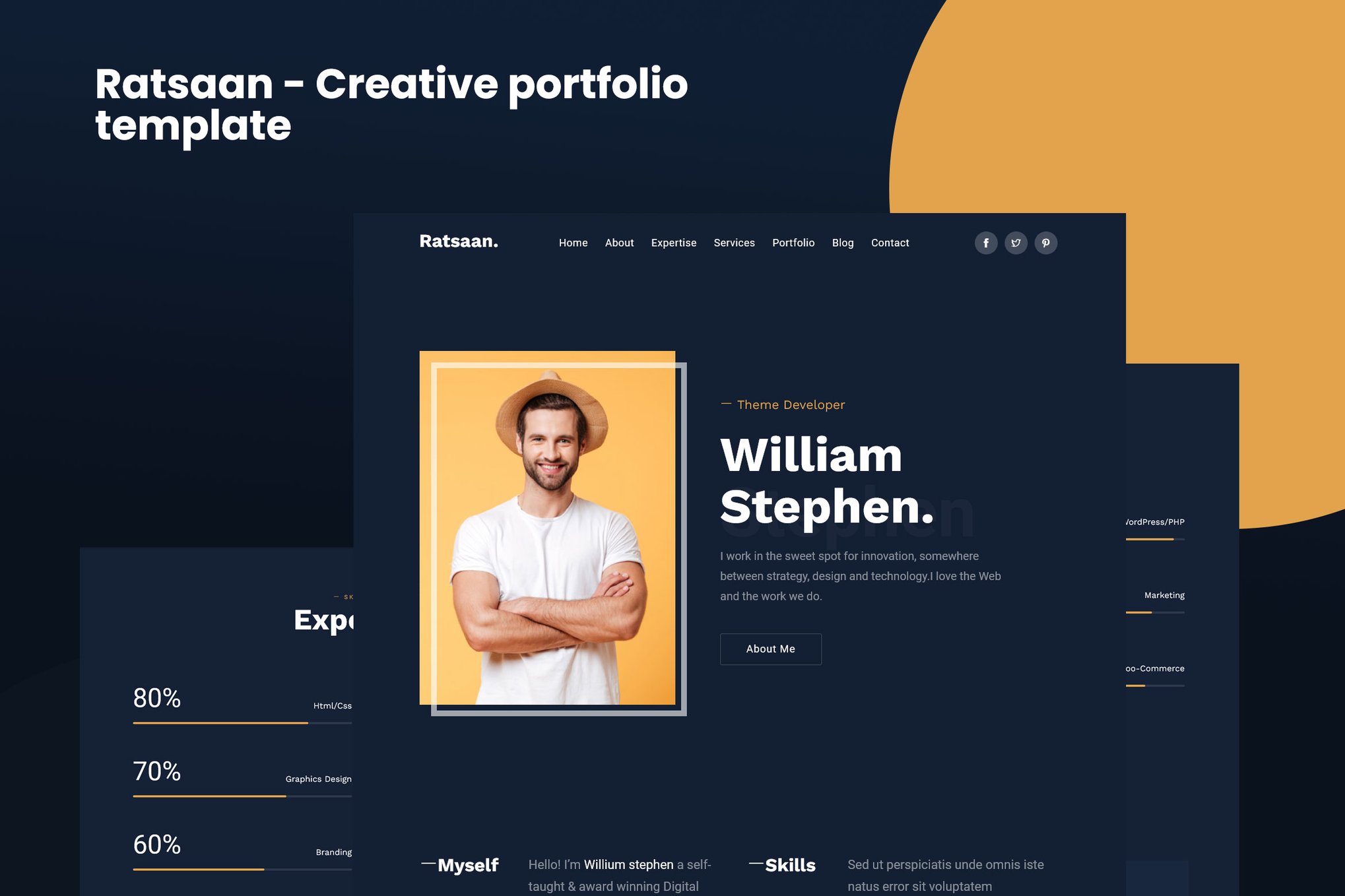 Imagen de portada de Ratsaan - Creative portfolio template (plantilla web)