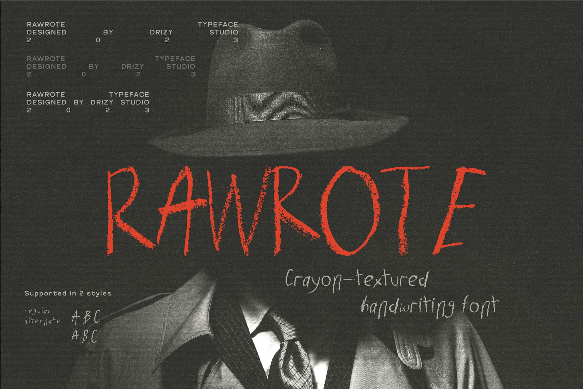 Imagen de portada de Rawrote – Crayon-Textured Handwriting Font (fuente)