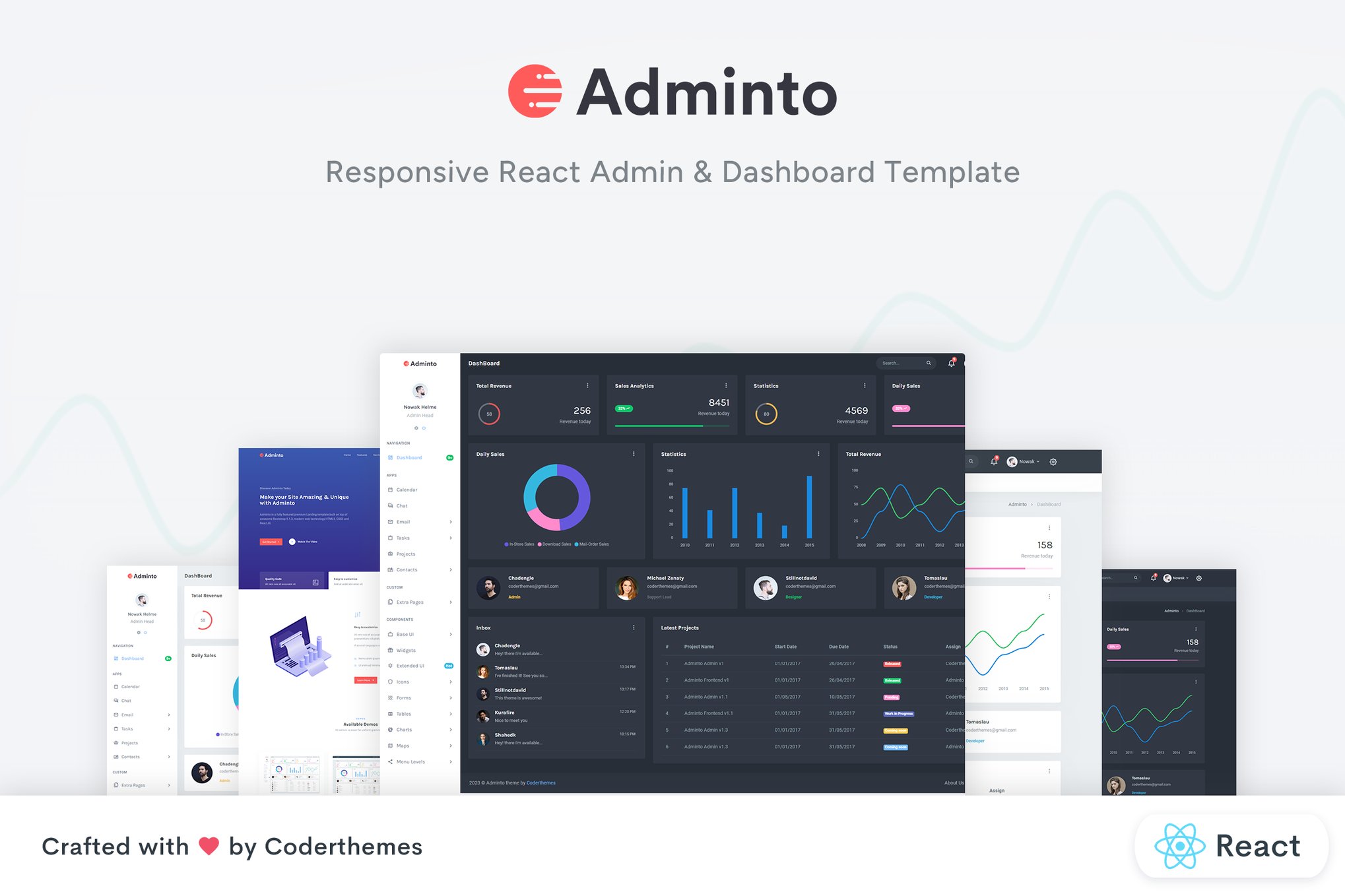 Imagen de portada de React Admin & Dashboard Template - Adminto (plantilla web)