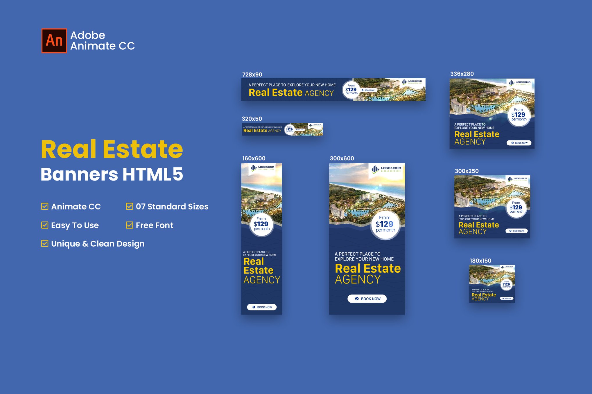 Imagen de portada de Real Estate Agency Html5 Banner Ad - Animate CC (plantilla web)