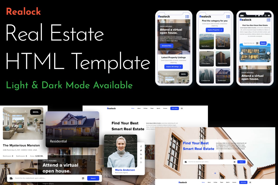 Imagen de portada de Relock - Real Estate One Page HTML Template (plantilla web)