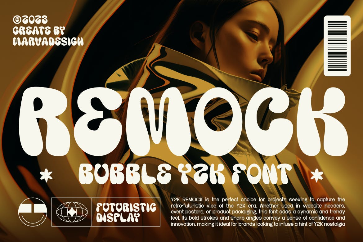 Imagen de portada de Remock - Retro Bubble Y2K Font (fuente)