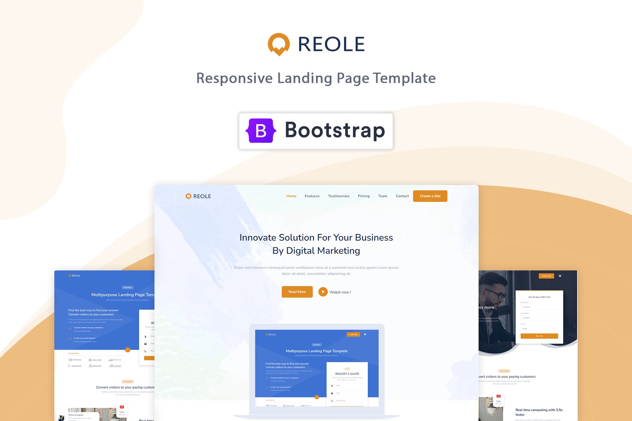 Imagen de portada de Reole - Responsive Landing Page Template (plantilla web)