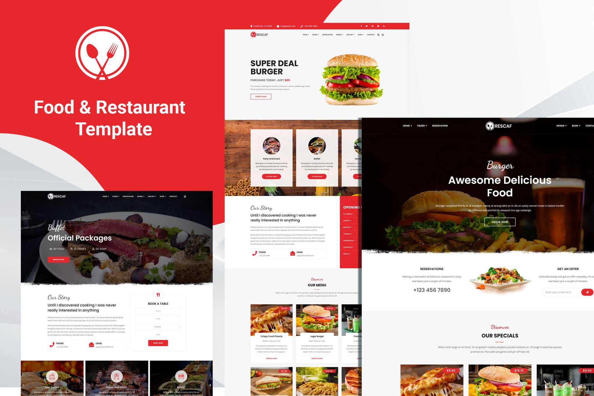 Imagen de portada de Rescaf - Food & Restaurant Template (plantilla web)