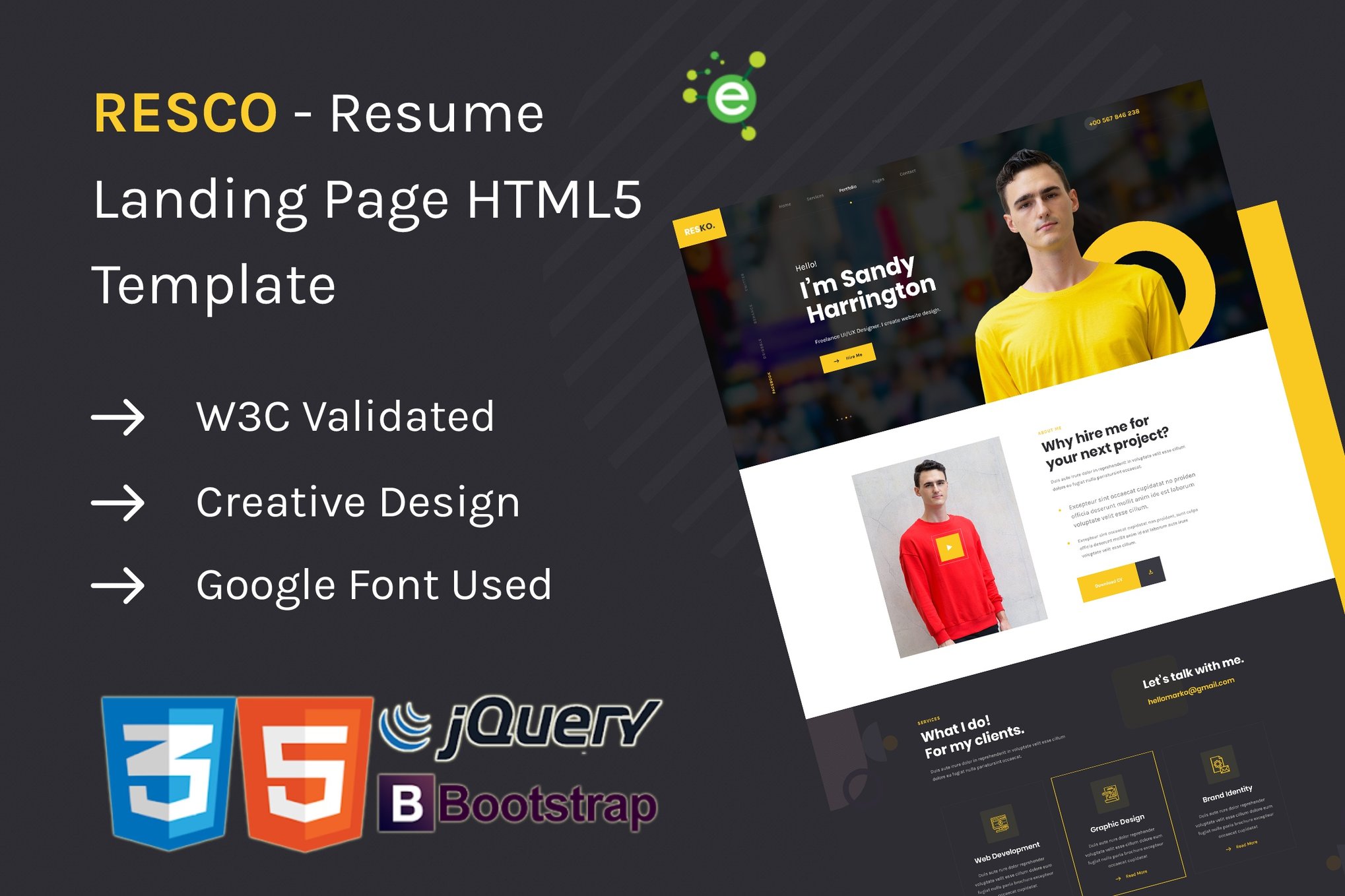 Imagen de portada de Resco - Resume HTML5 Template (plantilla web)
