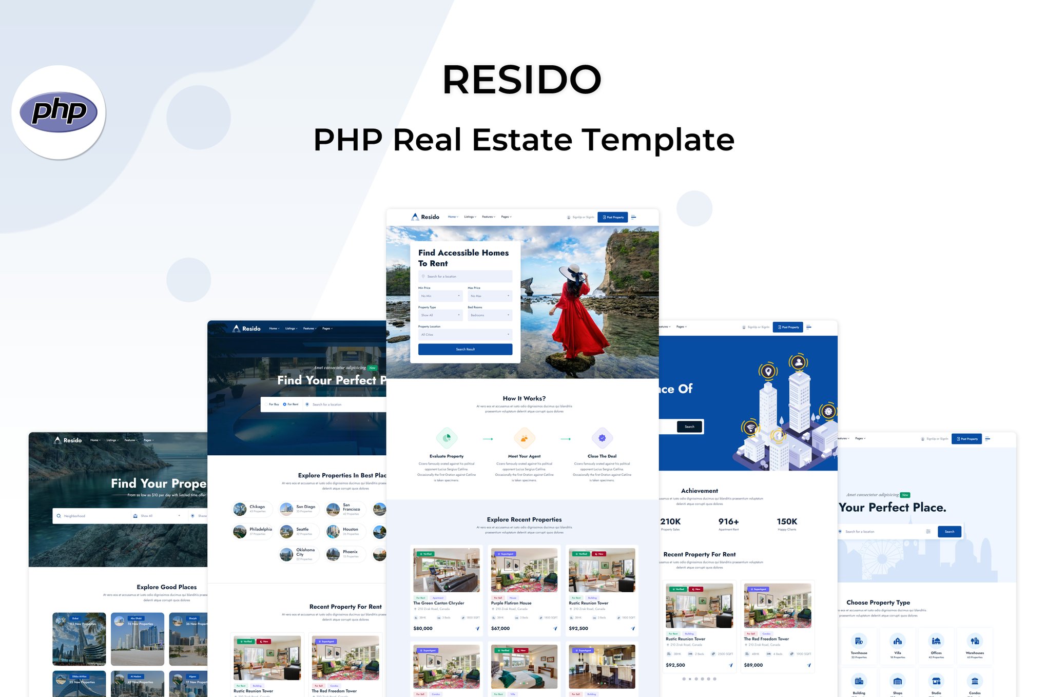 Imagen de portada de Resido - PHP Real Estate Template (plantilla web)