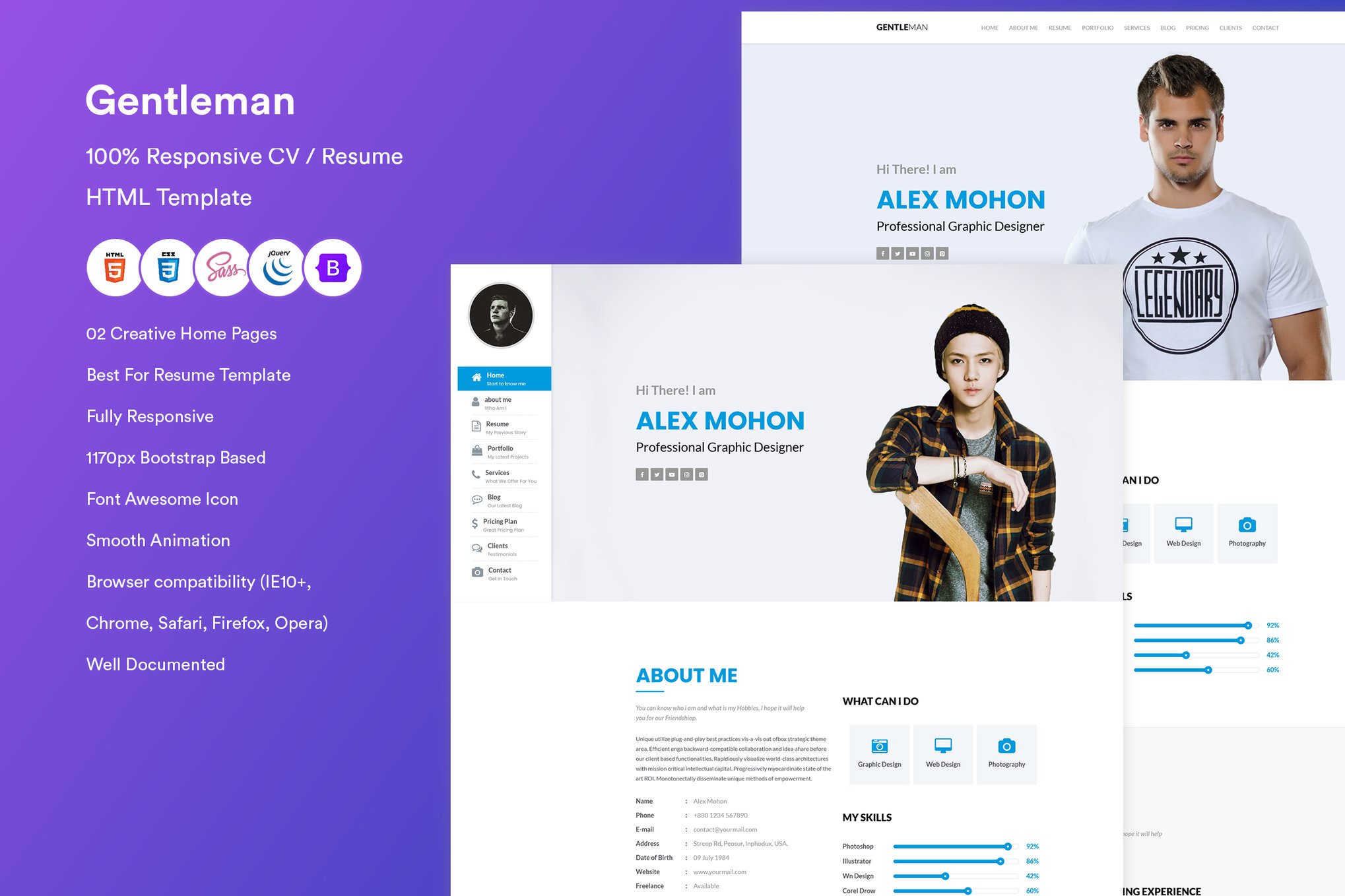 Imagen de portada de Responsive CV / Resume HTML Template (plantilla web)