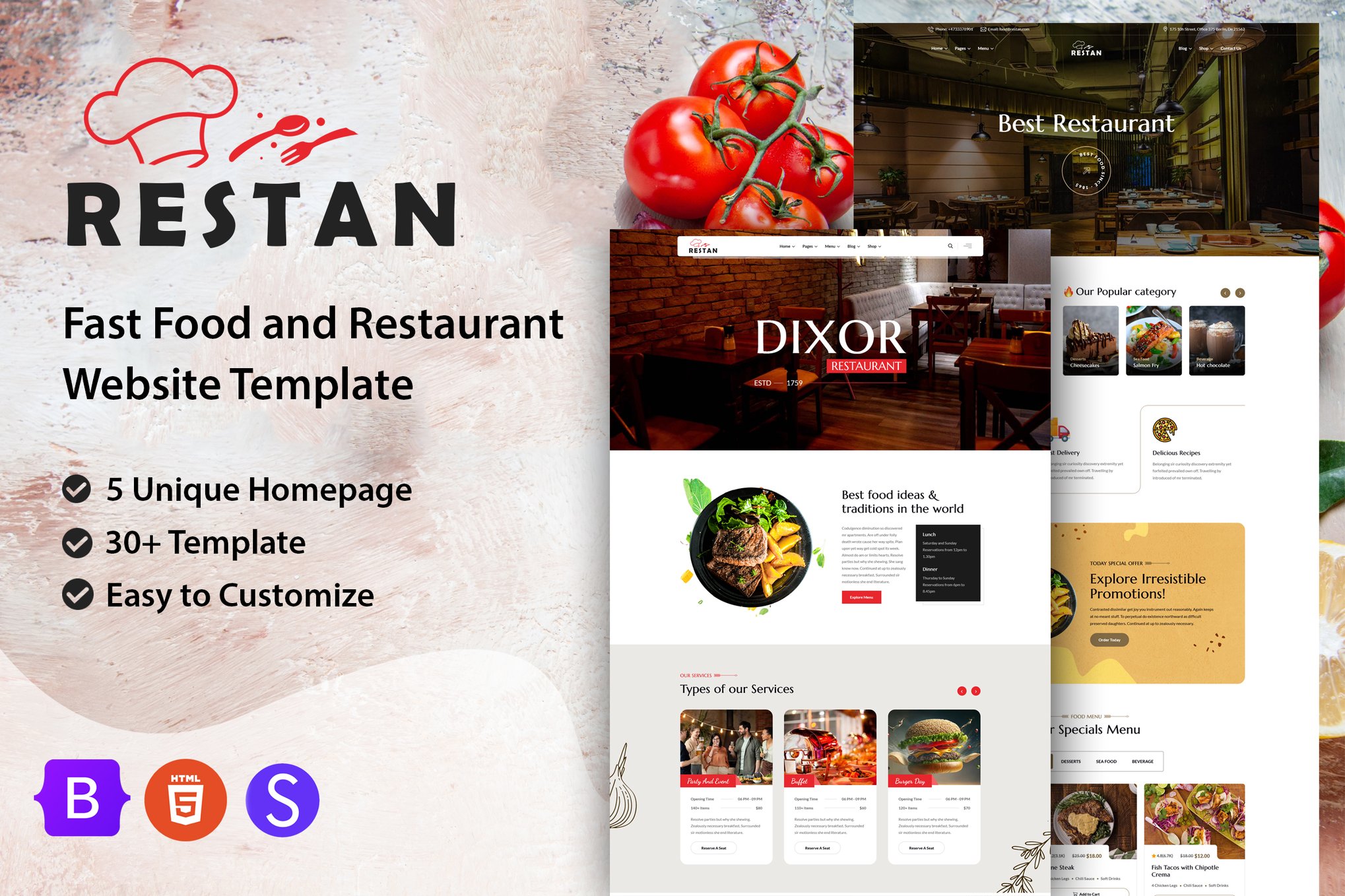 Imagen de portada de Restan - Restaurant HTML Template (plantilla web)