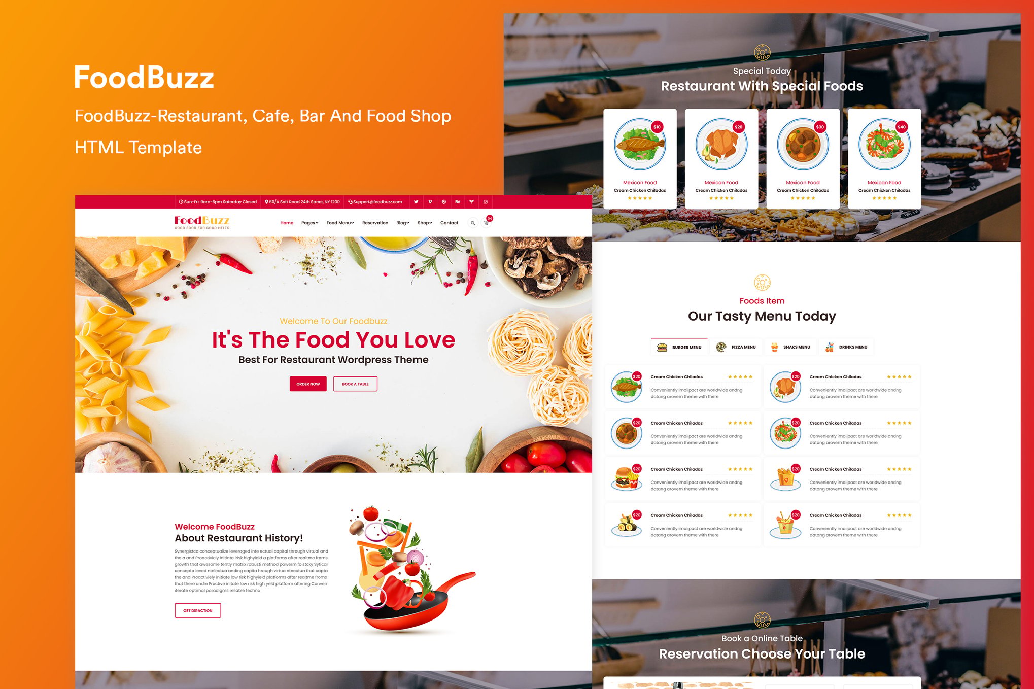 Imagen de portada de Restaurant, Cafe, Bar and Food shop HTML Template (plantilla web)