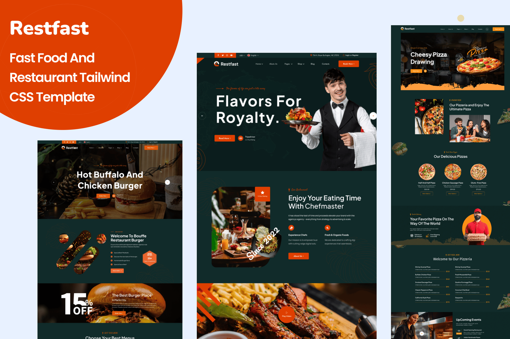 Imagen de portada de Restfast - Fast Food Restaurant Tailwind Template (plantilla web)