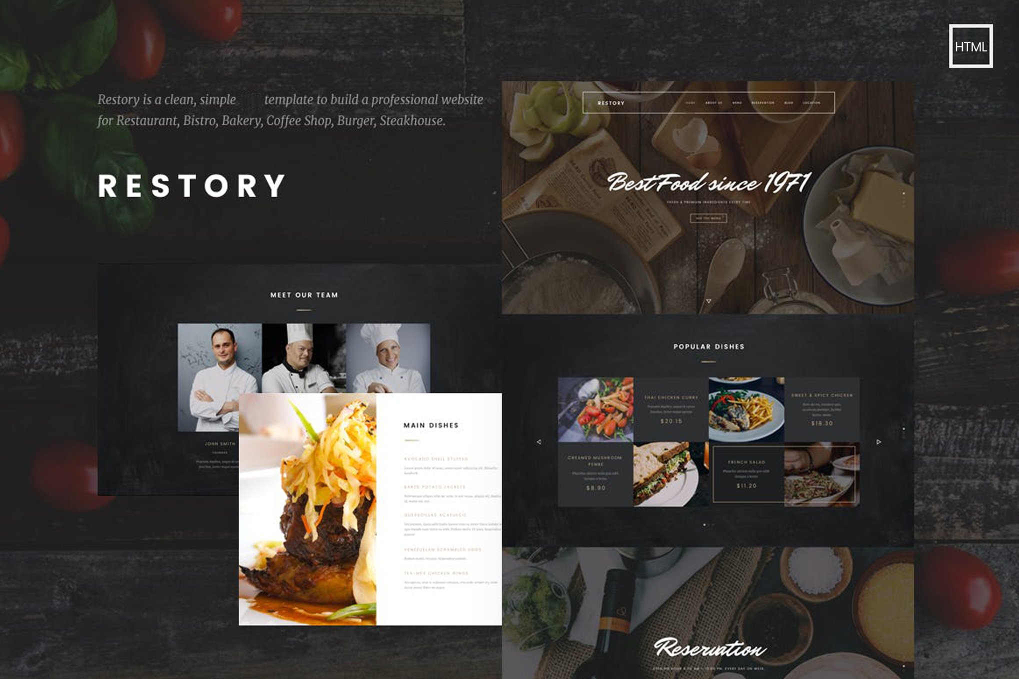 Imagen de portada de Restory - Restaurant & Cafe HTML5 Template (plantilla web)
