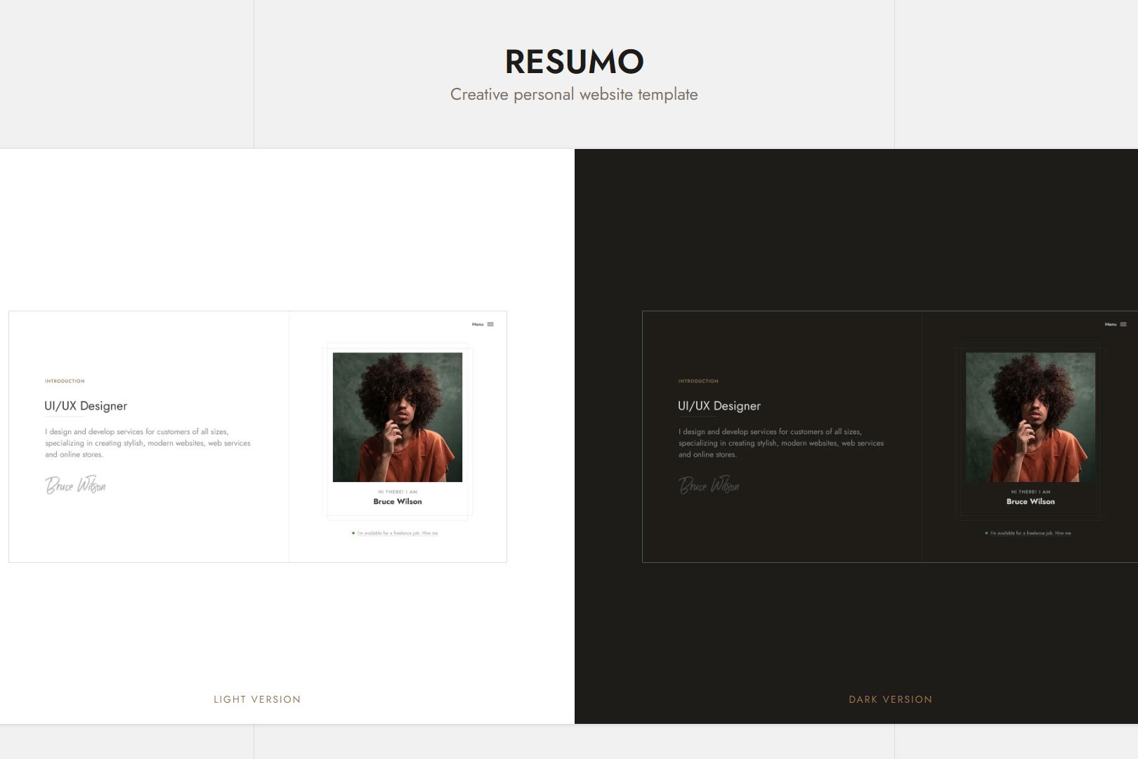 Imagen de portada de Resumo | Personal Portfolio Template (plantilla web)