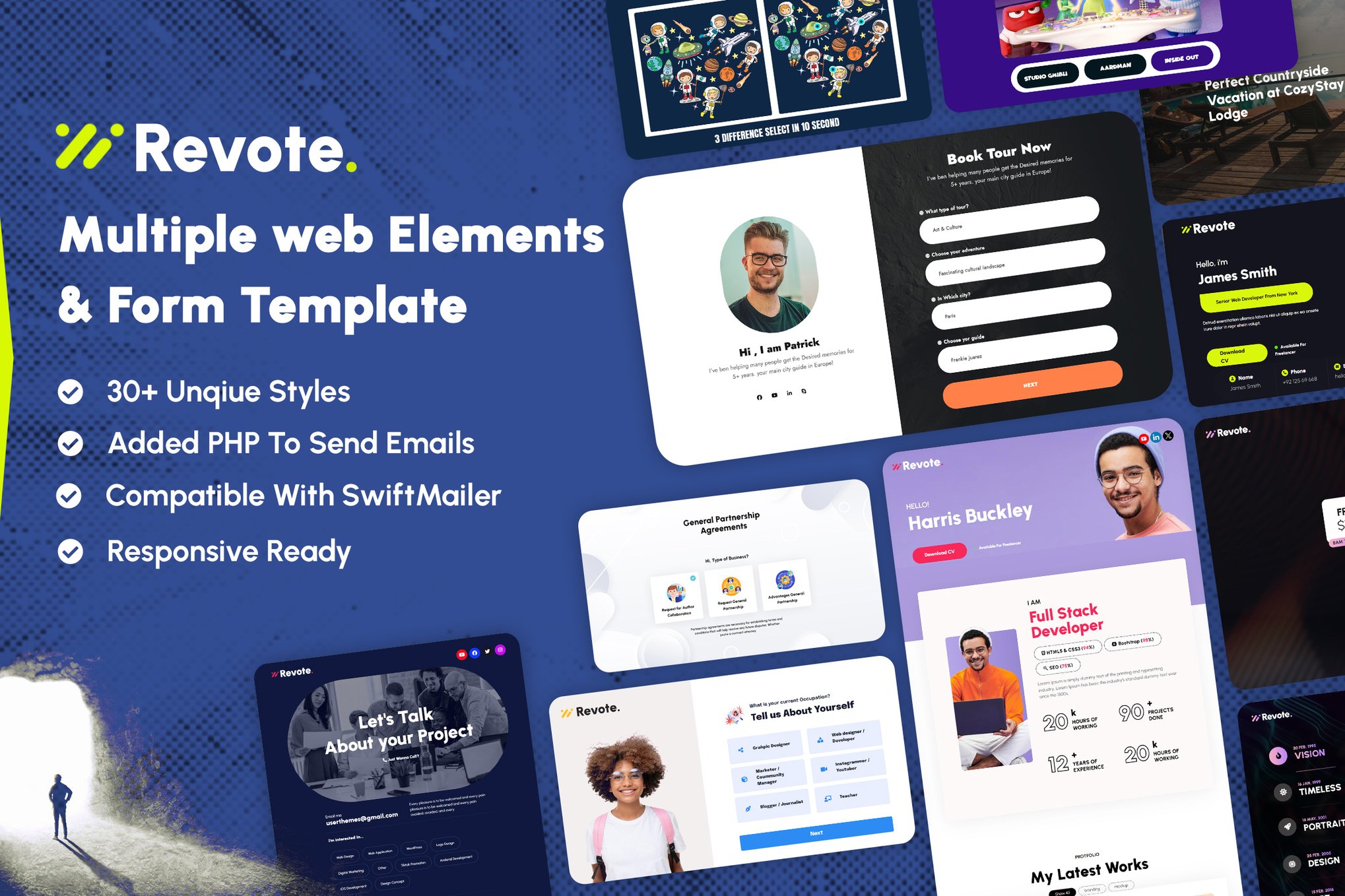 Imagen de portada de Revote - Multiple Web Elements & Forms Templates (plantilla web)