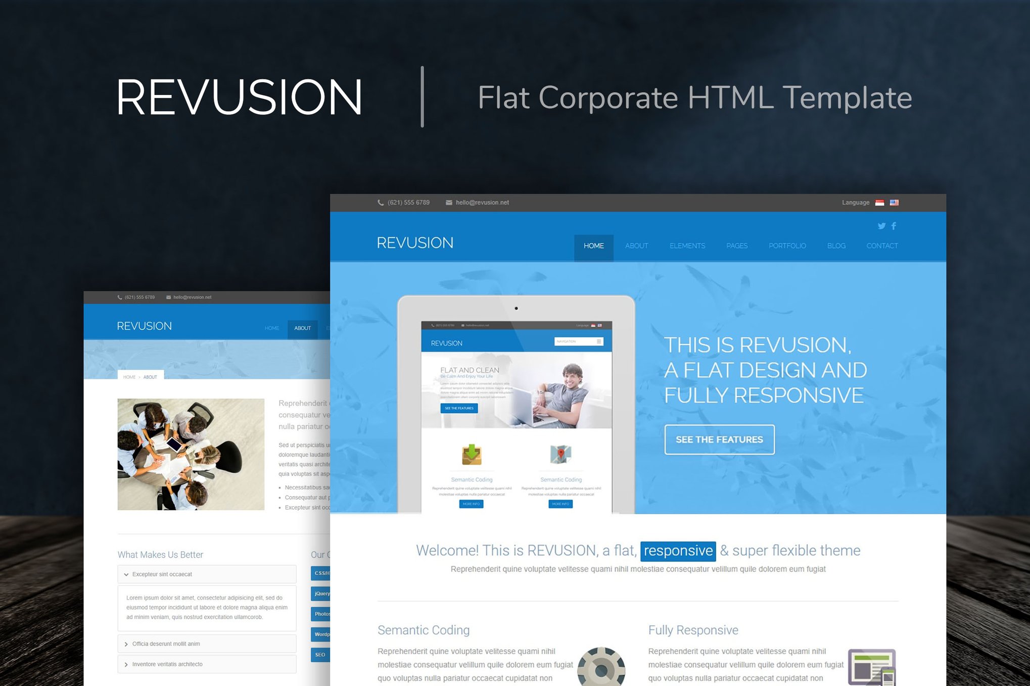Imagen de portada de Revusion - Flat Corporate HTML Template (plantilla web)