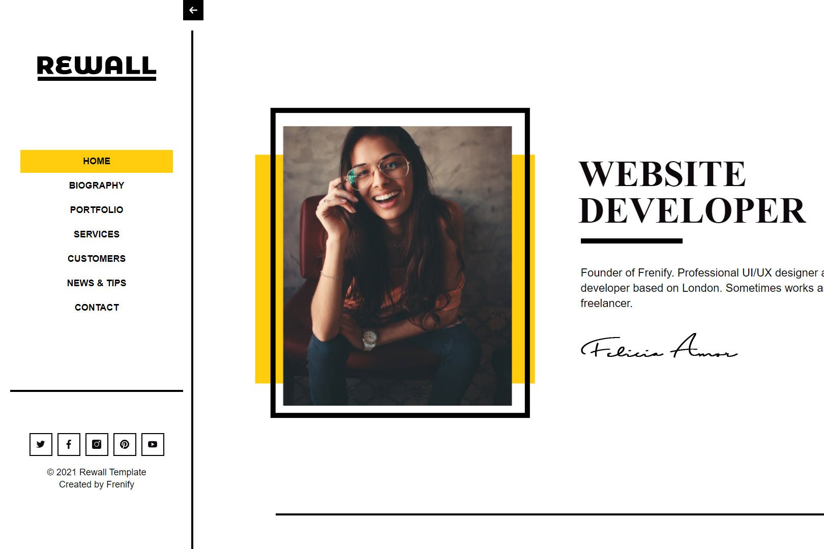 Imagen de portada de Rewall | Personal Portfolio Template (plantilla web)