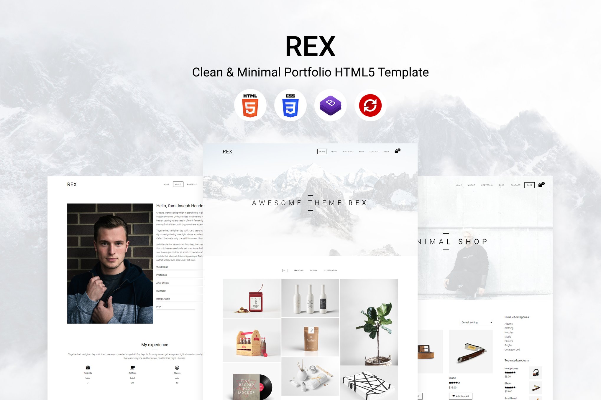 Imagen de portada de Rex - Clean & Minimal Portfolio HTML5 Template (plantilla web)