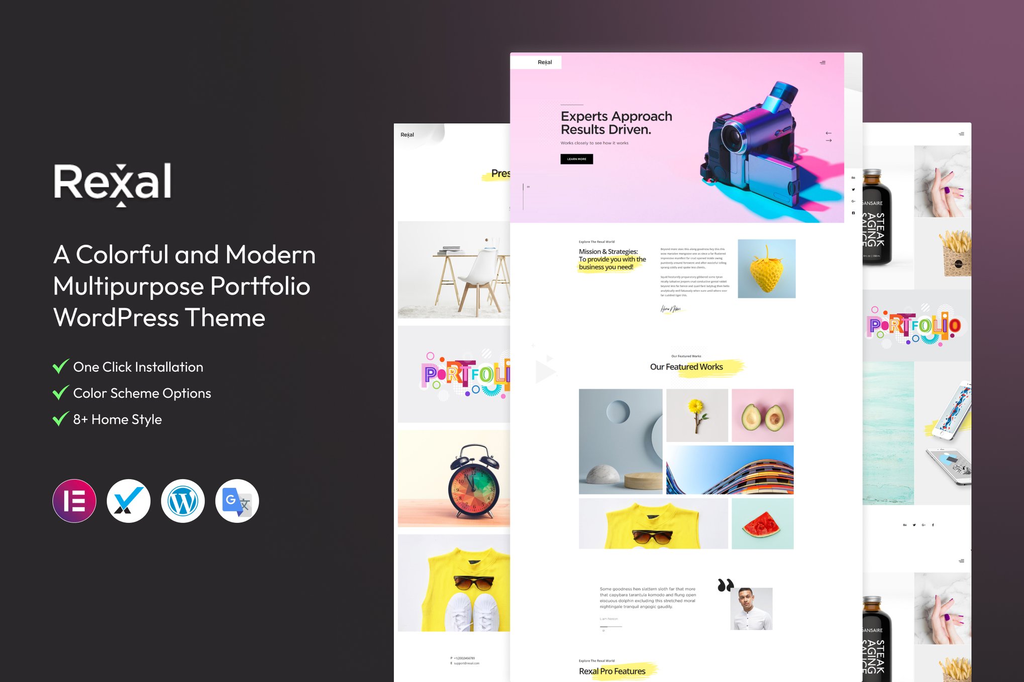 Imagen de portada de Rexal - A Colorful Portfolio WordPress Theme (tema)