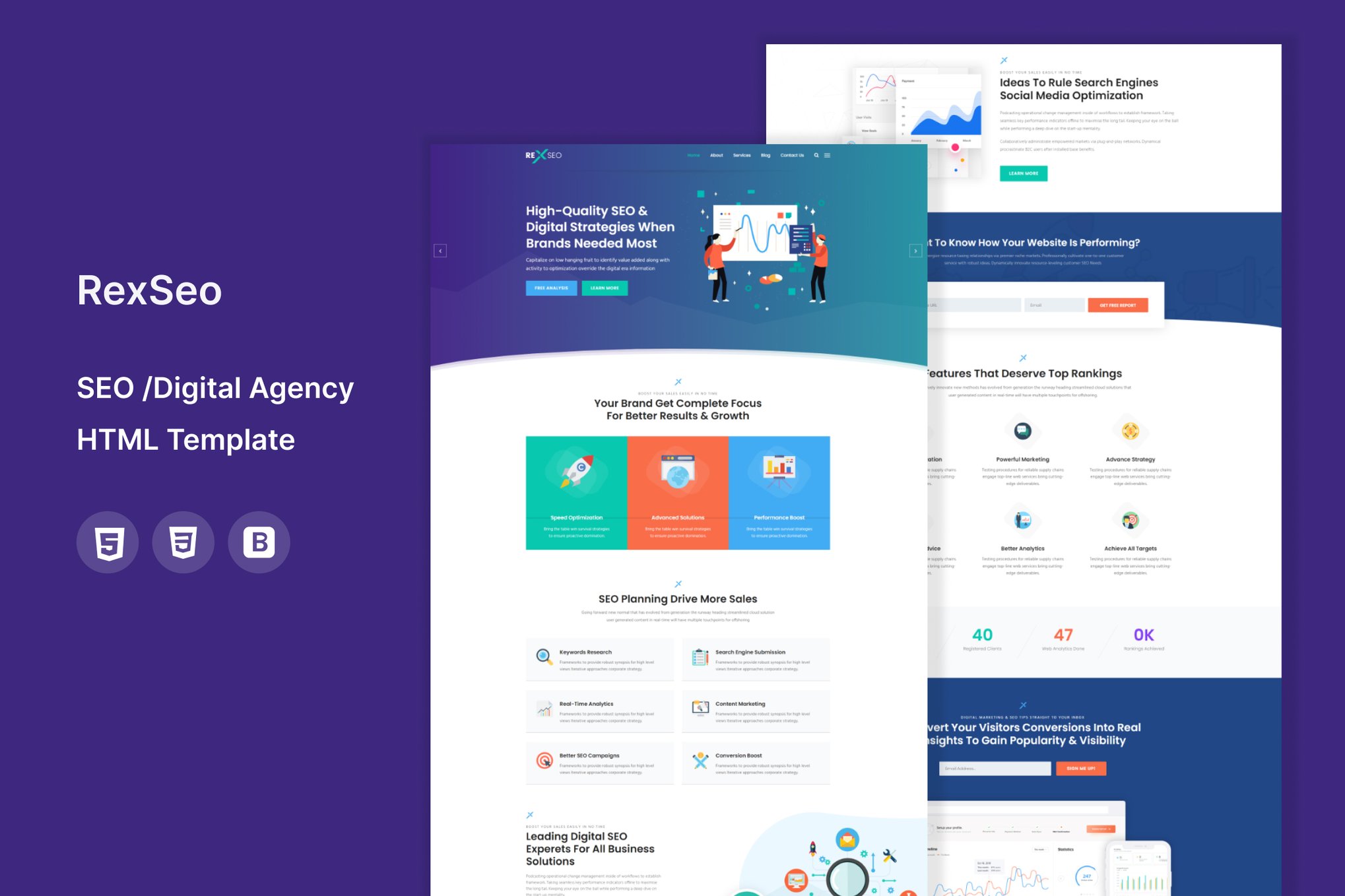 Imagen de portada de RexSeo - SEO /Digital Agency HTML5 Template (plantilla web)