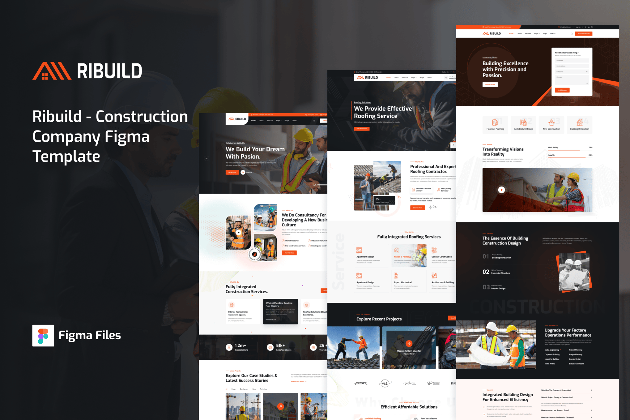 Imagen de portada de Ribuild – Construction Company Figma Template (plantilla web)