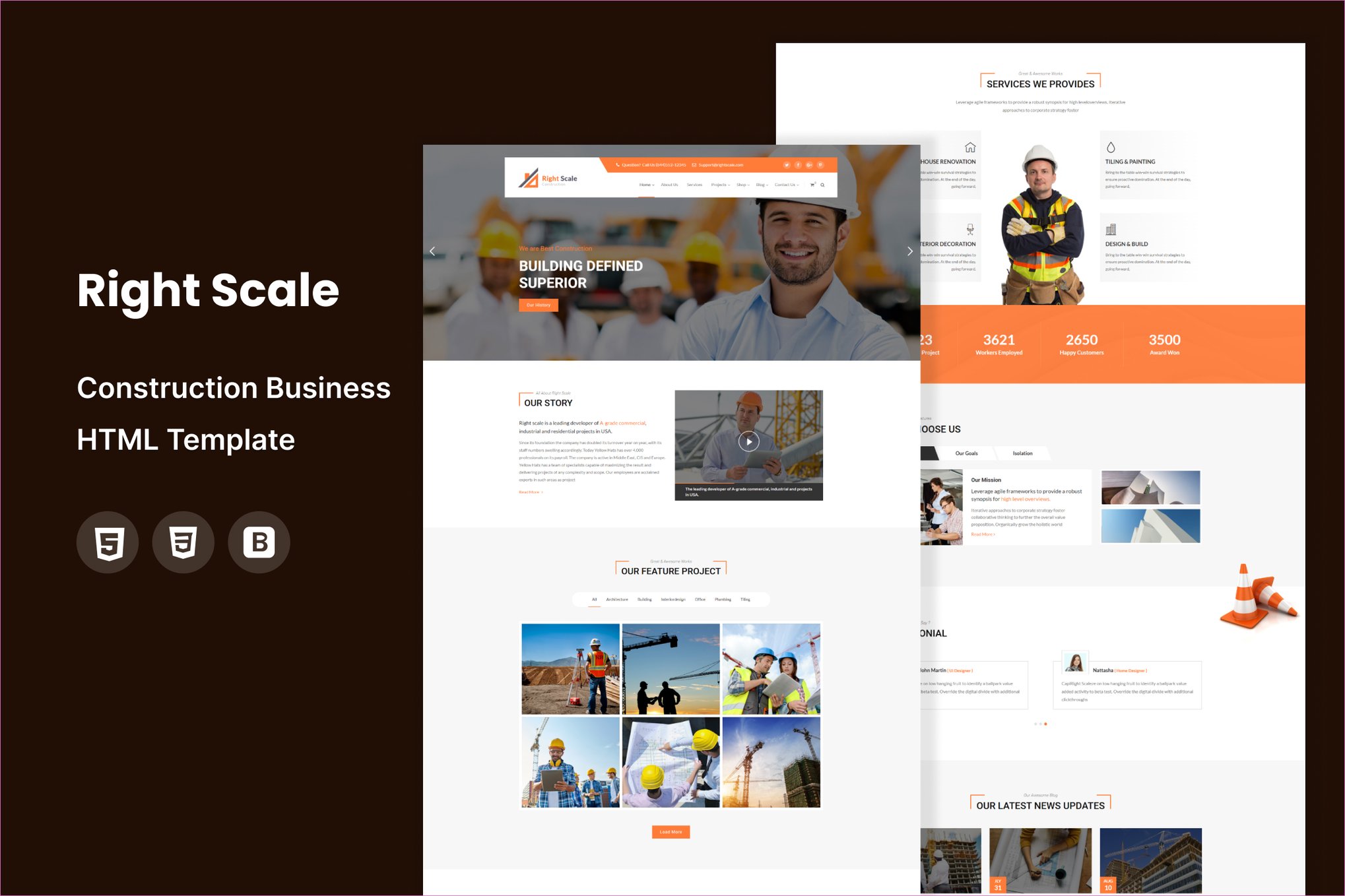 Imagen de portada de Right Scale - Construction Business HTML Template (plantilla web)