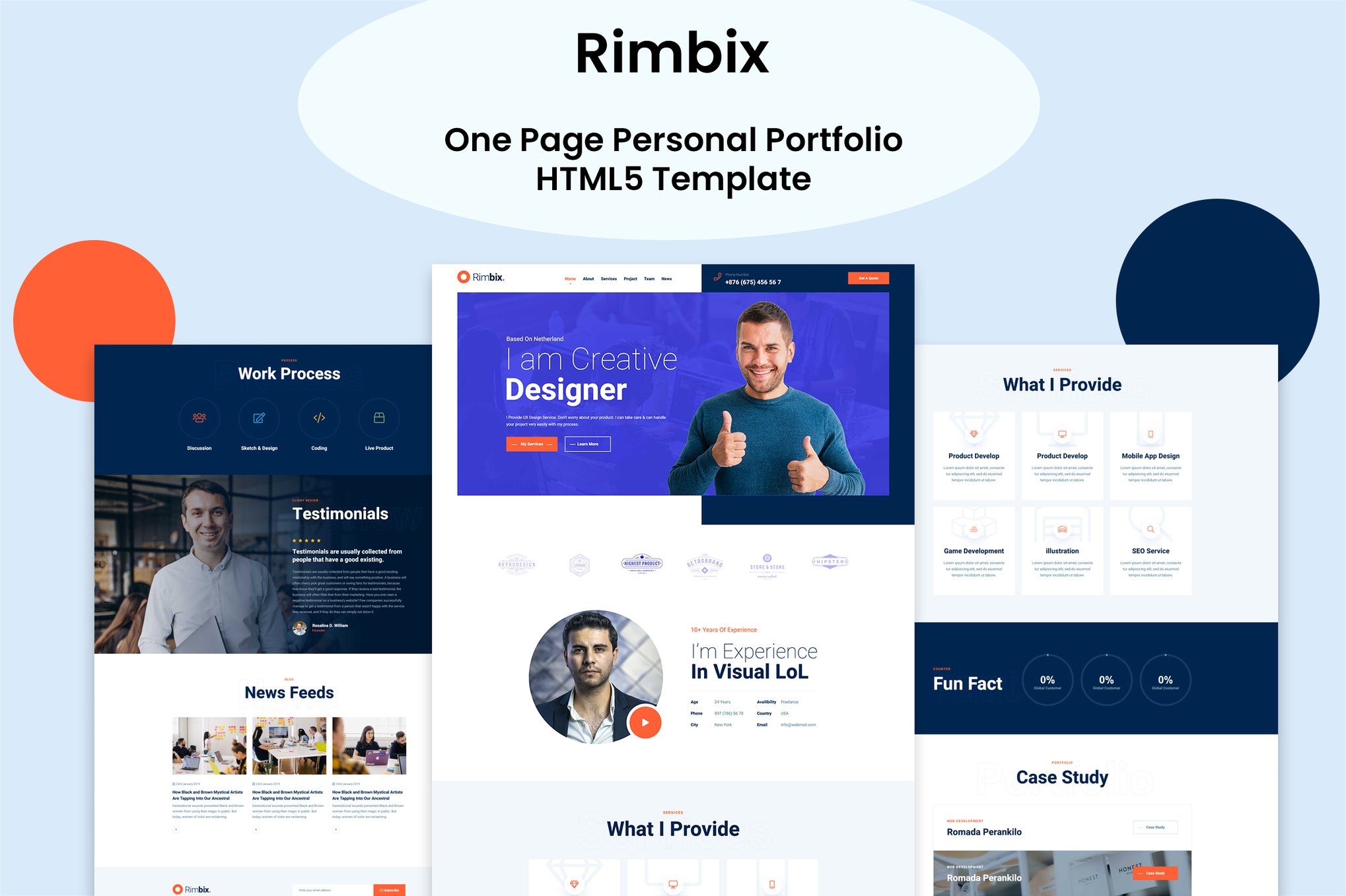 Imagen de portada de Rimbix - Personal Portfolio HTML5 Template (plantilla web)