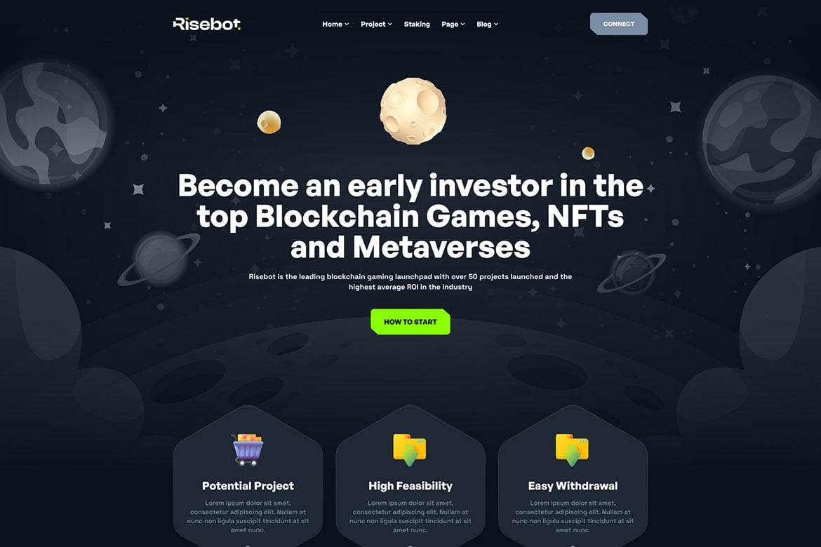 Imagen de portada de Risebot - Metaverse IGO Launchpad React Template (plantilla web)