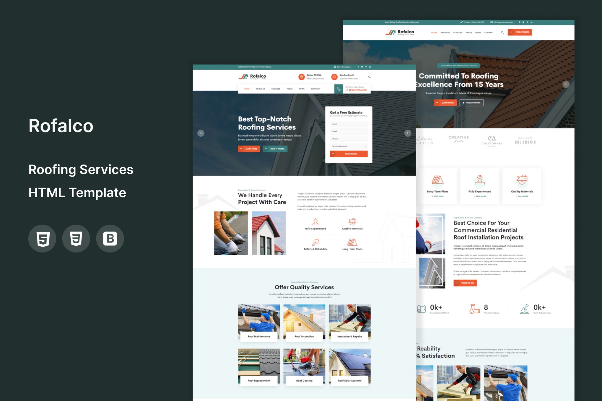 Imagen de portada de Rofalco - Roofing Services HTML Template (plantilla web)