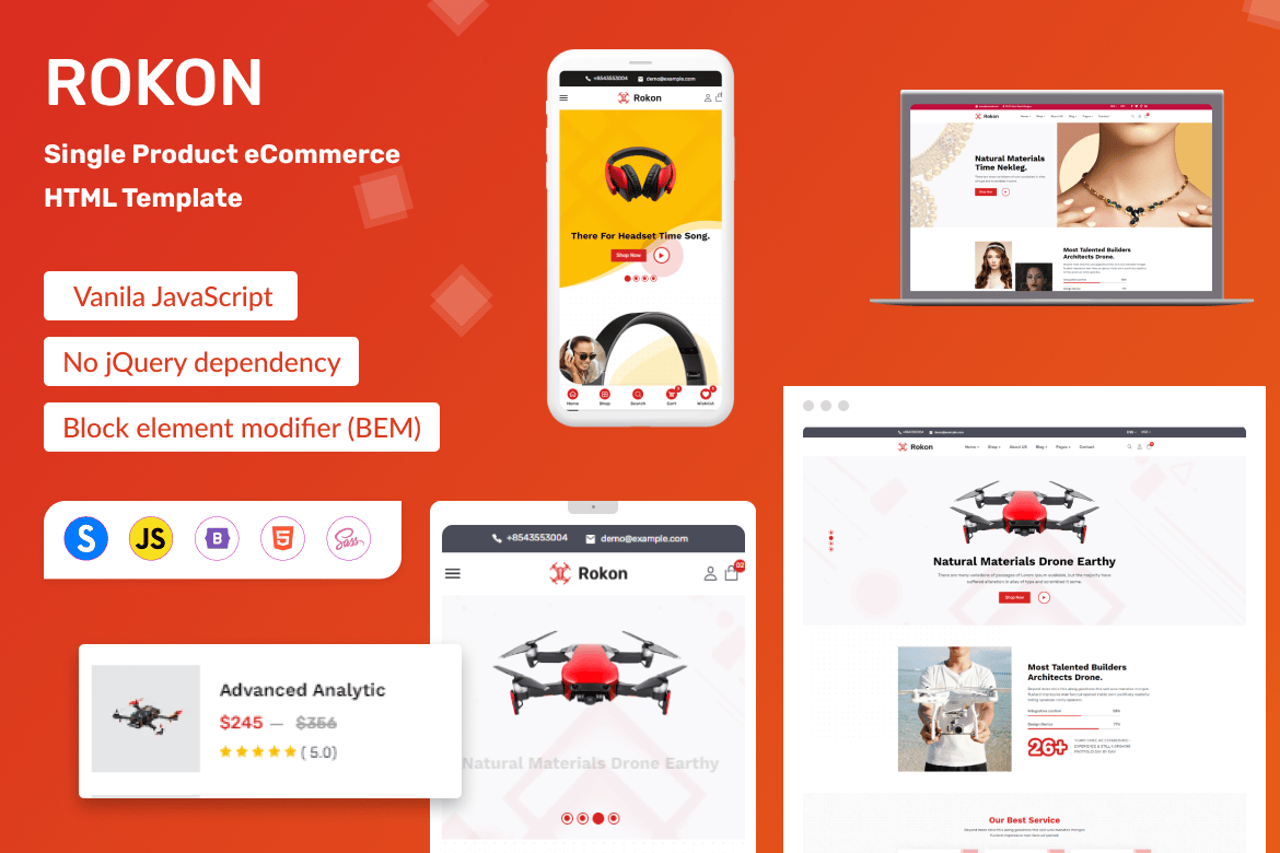 Imagen de portada de Rokon - Single Product eCommerce HTML Template (plantilla web)