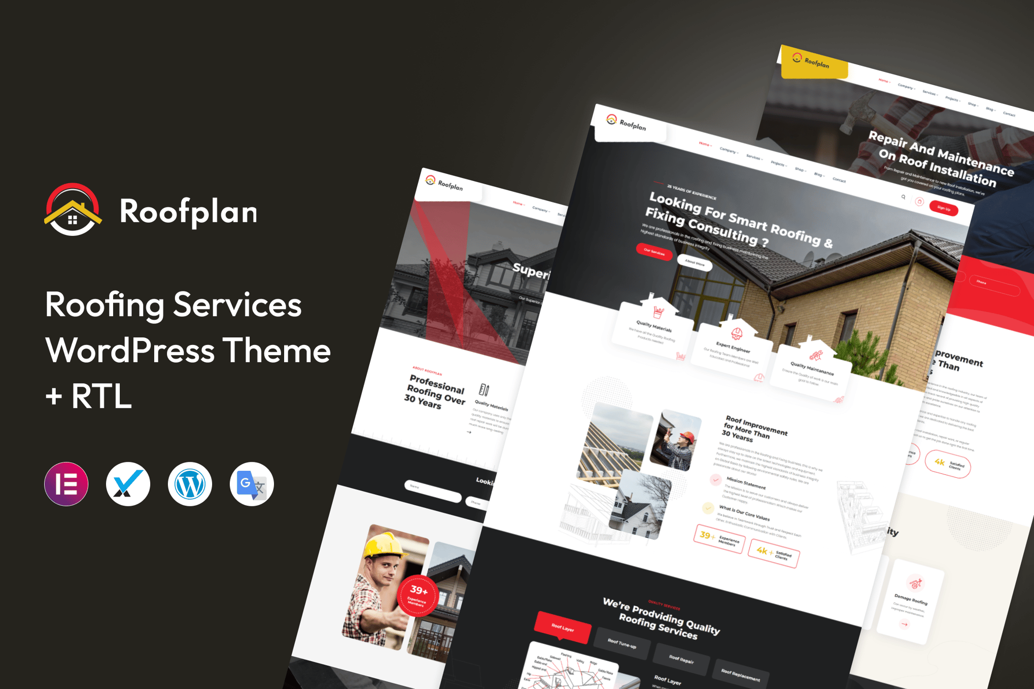 Imagen de portada de Roofplan - Roofing Services WordPress Theme (tema)