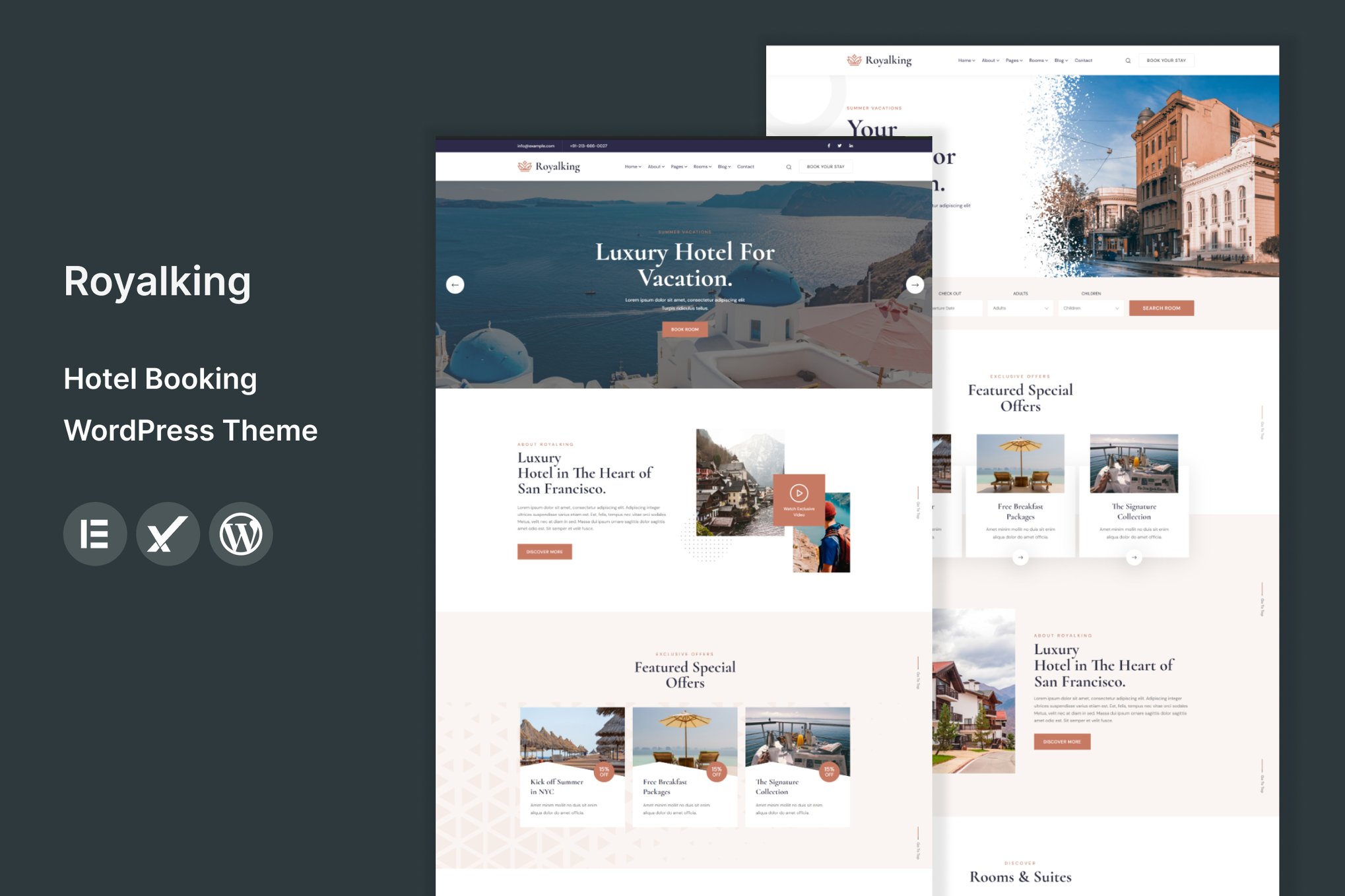 Imagen de portada de Royalking - Hotel Booking WordPress Theme (tema)