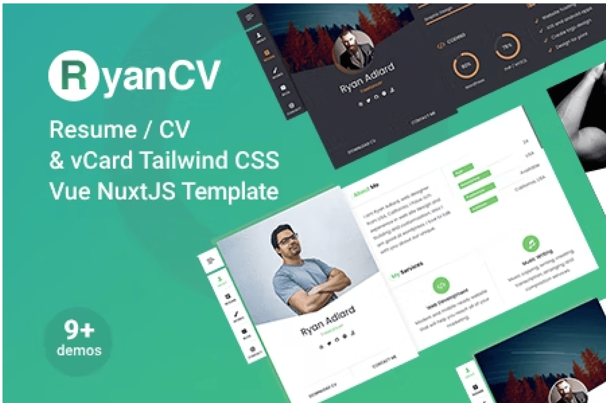 Imagen de portada de Ryan Tailwind CSS CV/Resume Vue NuxtJS Template (plantilla web)