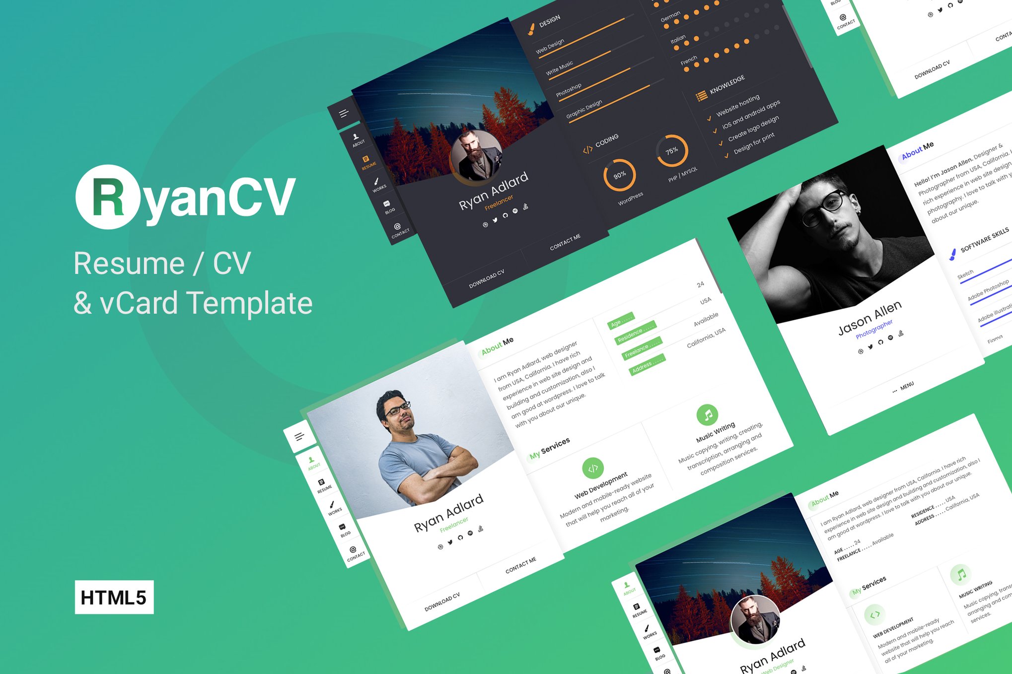 Imagen de portada de RyanCV - CV Resume Template (plantilla web)