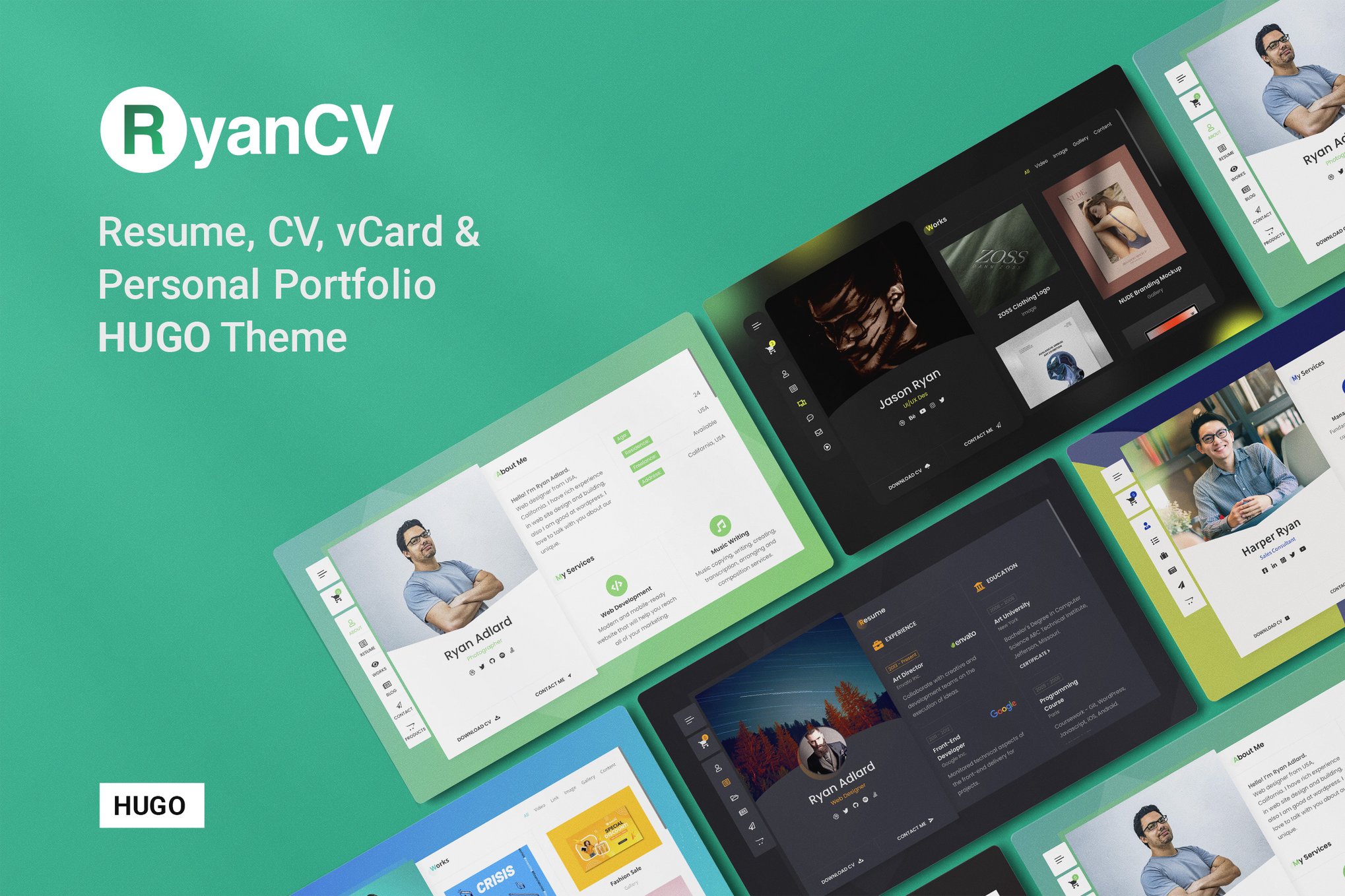 Imagen de portada de RyanCV - Personal Portfolio Resume Hugo Theme (plantilla web)