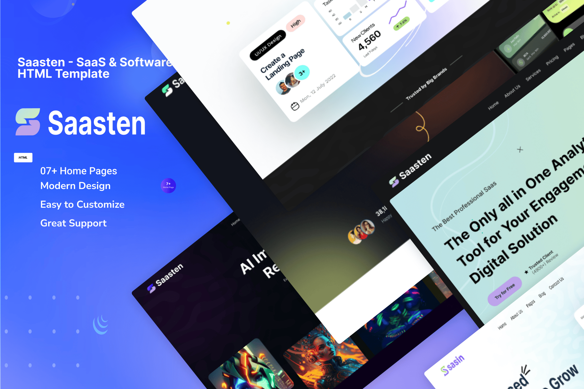 Imagen de portada de Saasten - SaaS & Software HTML Template (plantilla web)