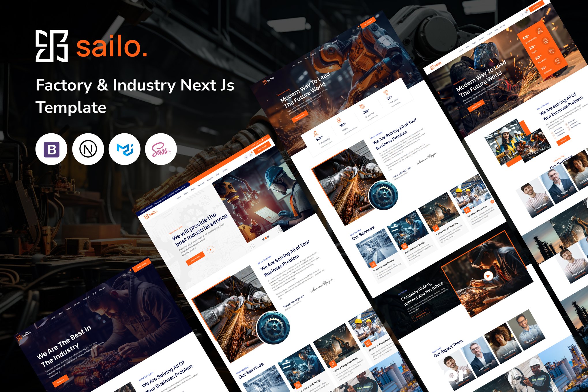 Imagen de portada de Sailo - Factory & Industry Next Js Template (plantilla web)