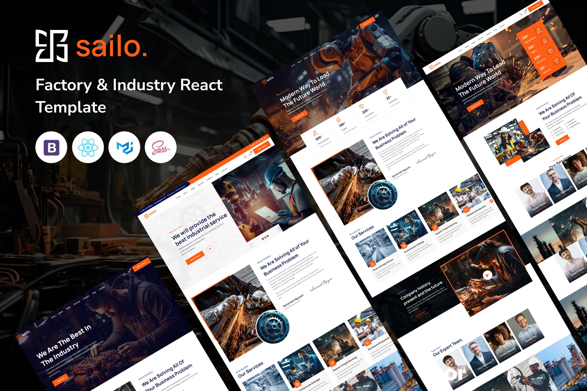 Imagen de portada de Sailo - Factory & Industry React Template (plantilla web)