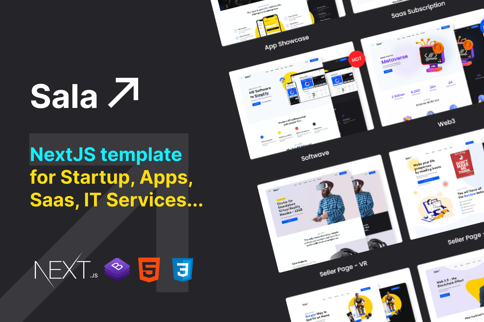 Imagen de portada de Sala - Startup & SaaS IT Services NextJS Template (plantilla web)