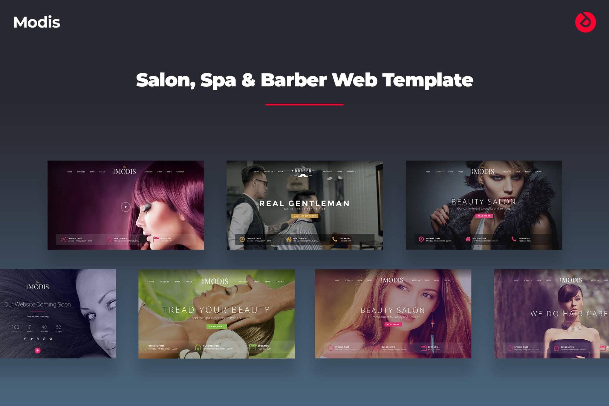 Imagen de portada de Salon, Spa & Barber Website Template - Modis (plantilla web)