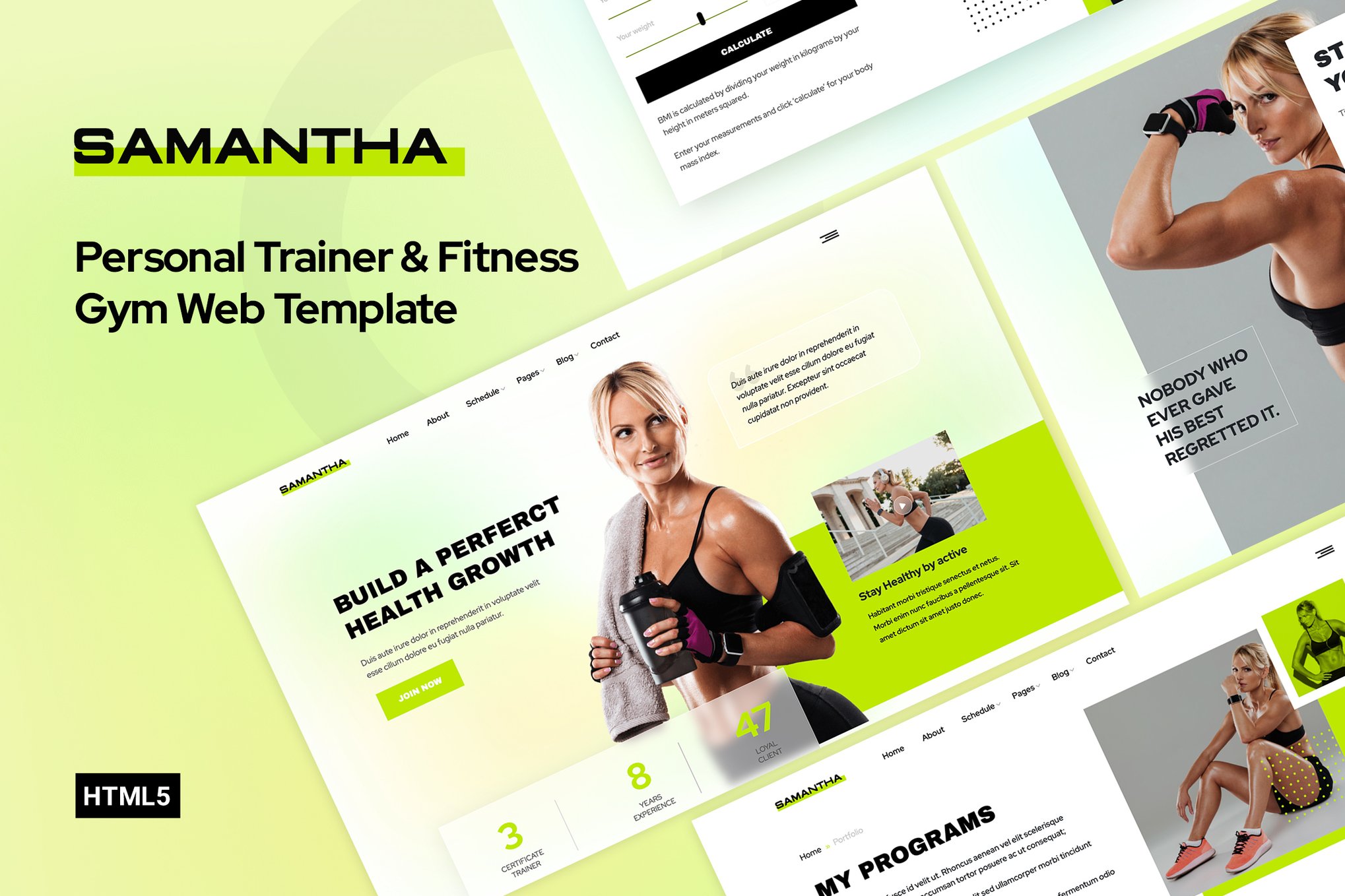 Imagen de portada de Samantha - Personal Trainer & Fitness Gym Template (plantilla web)