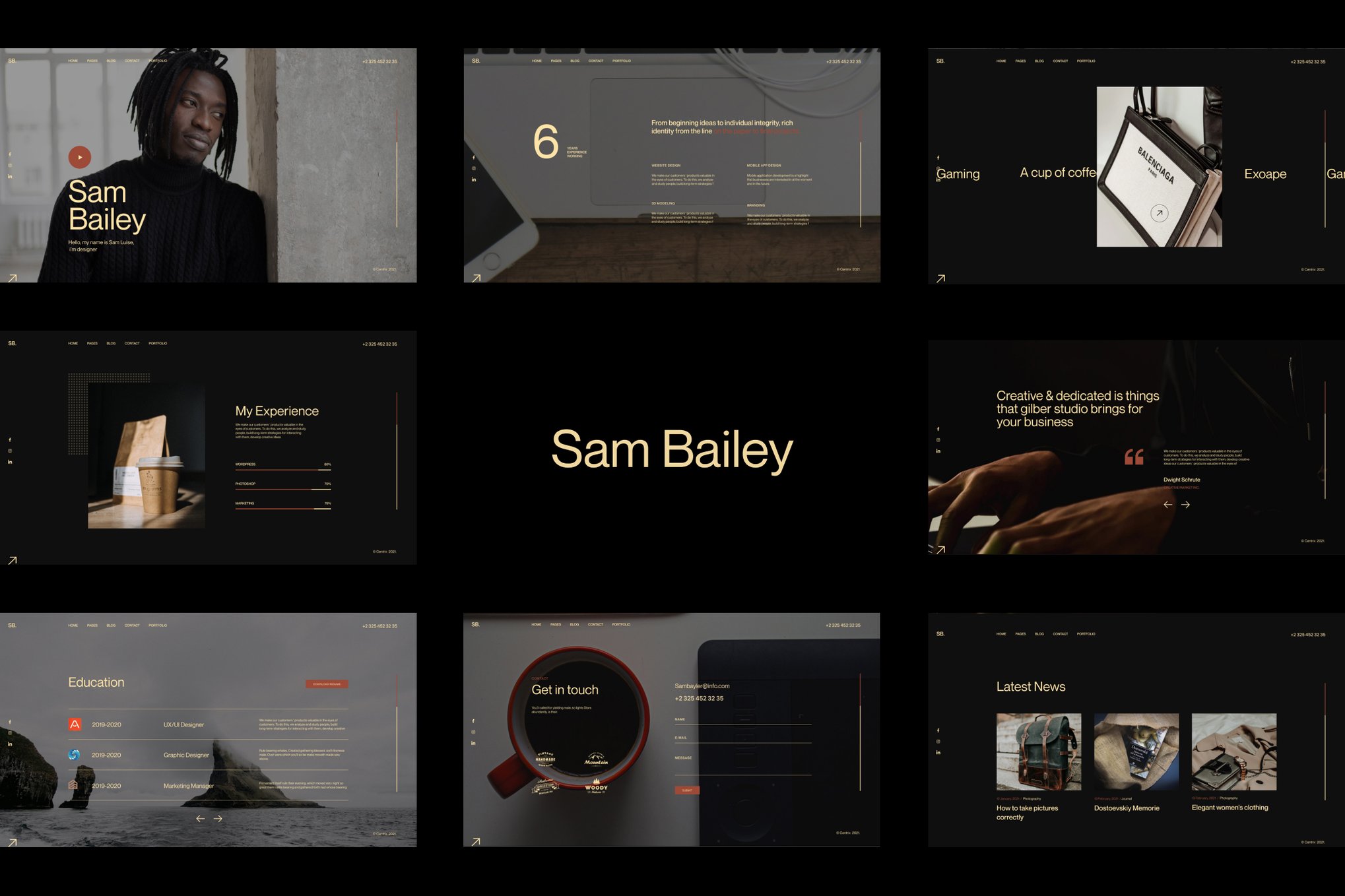 Imagen de portada de SamBailey - Personal CV/Resume HTML Template (plantilla web)