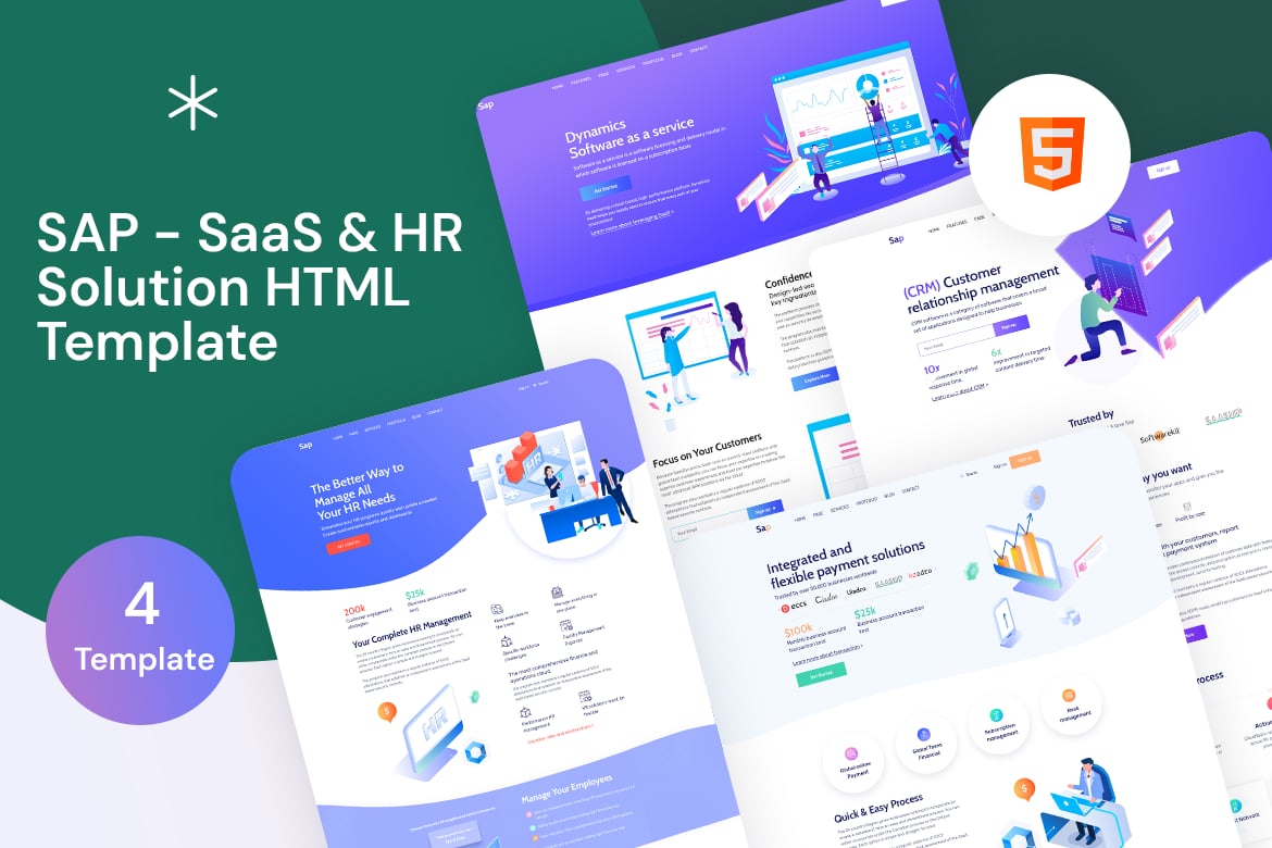 Imagen de portada de SAP - SaaS & HR Solution HTML Template (plantilla web)