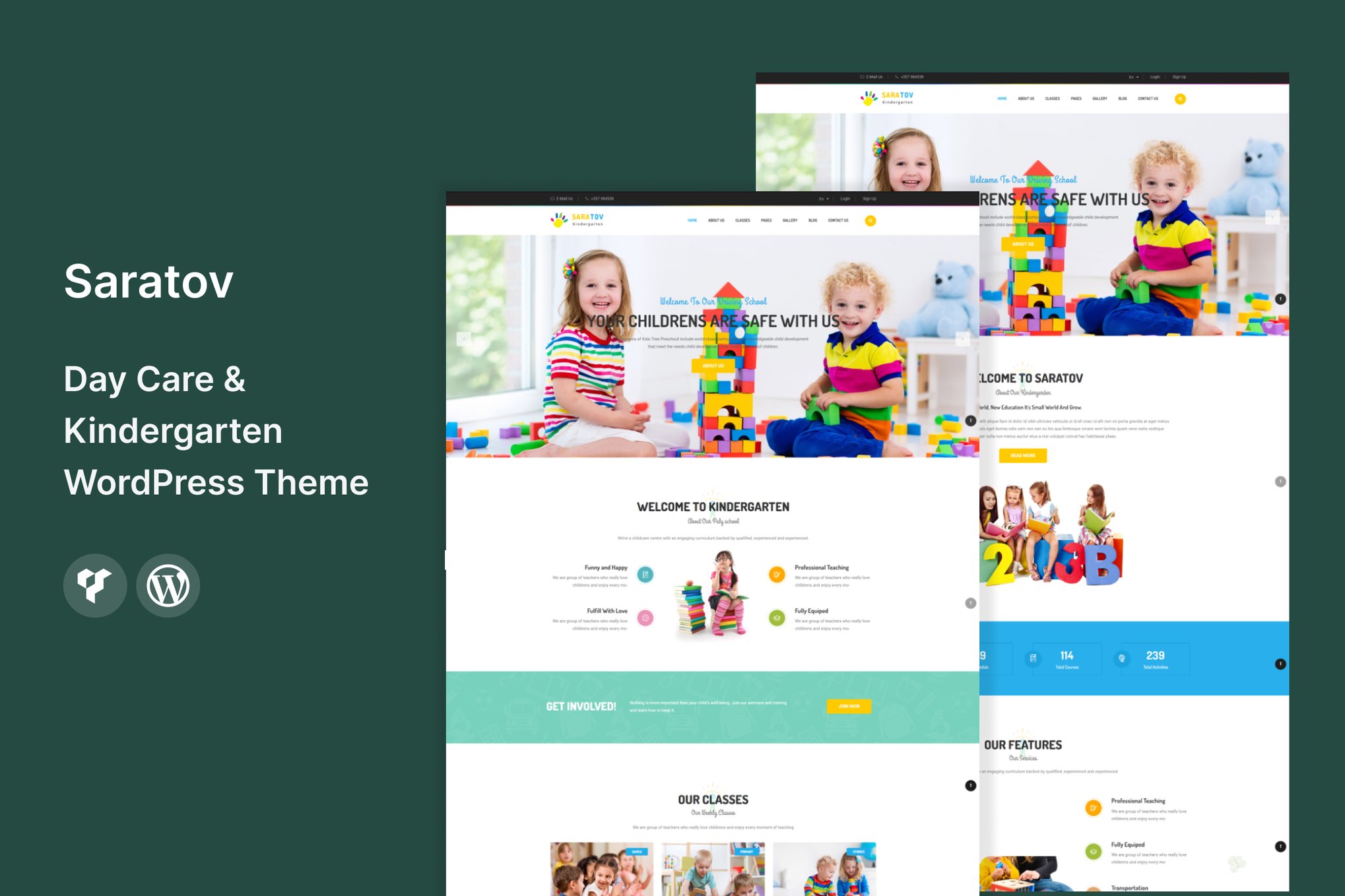 Imagen de portada de Saratov - Day Care & Kindergarten School WordPress (tema)