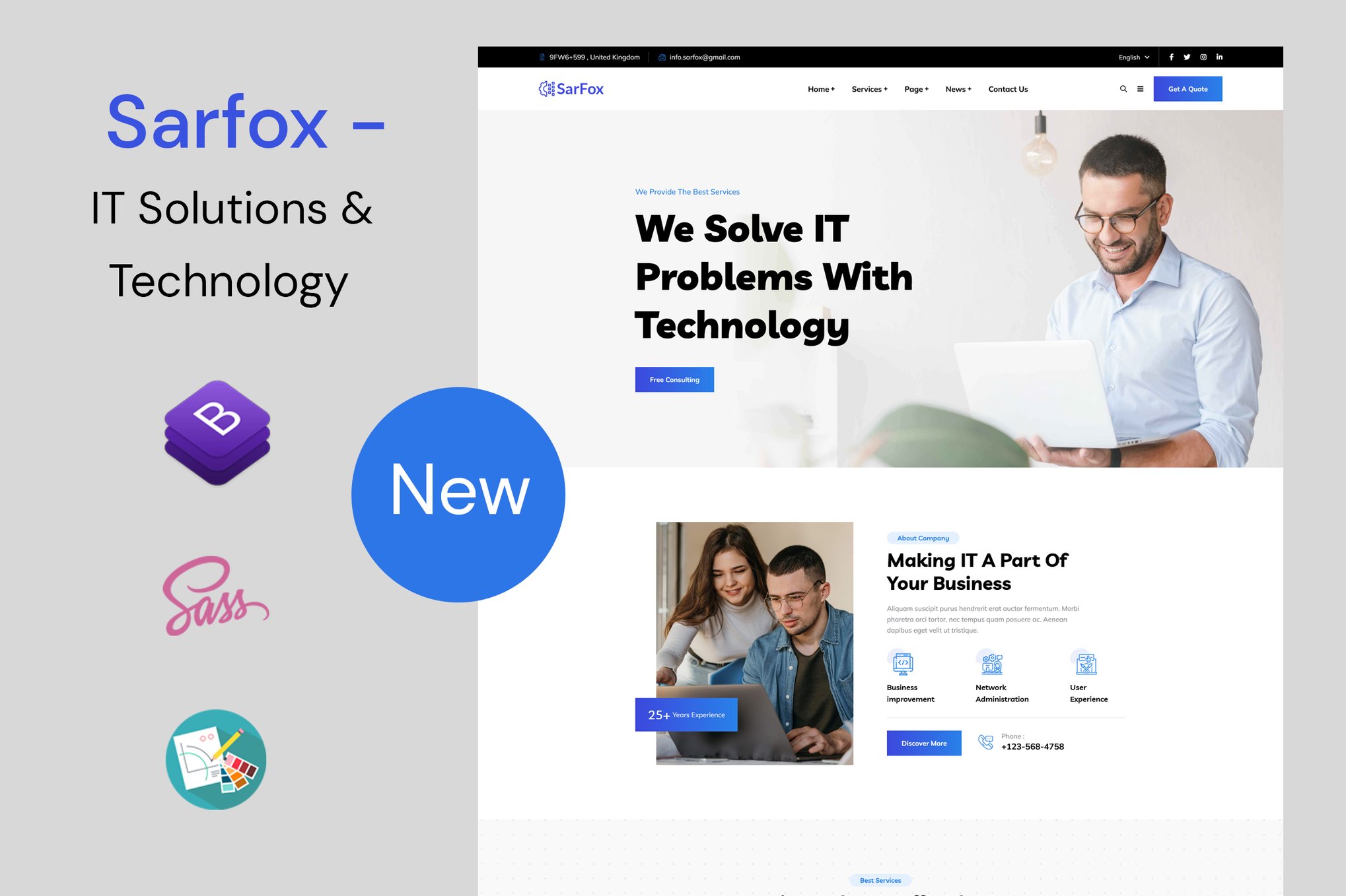 Imagen de portada de Sarfox - IT Solutions & Technology HTML Template (plantilla web)