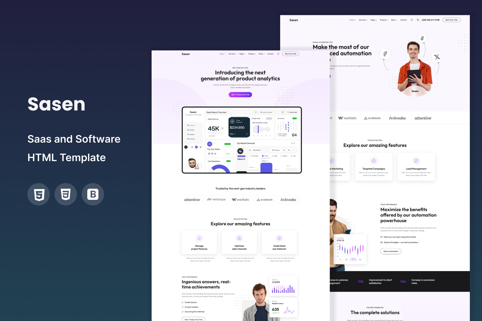 Imagen de portada de Sasen - Saas and Software HTML Template (plantilla web)